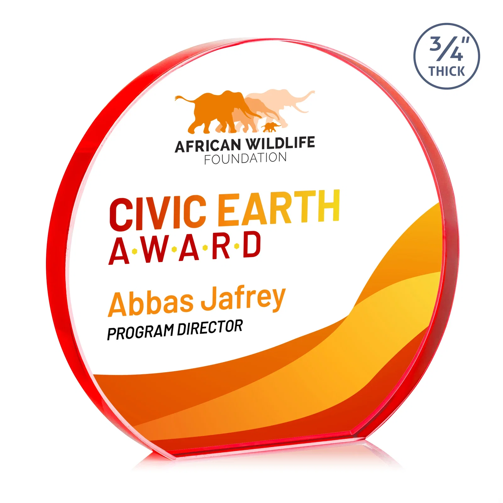 Customized Starfire Crystal Hemisphere Award with a Polished Edge for sales achievement awards