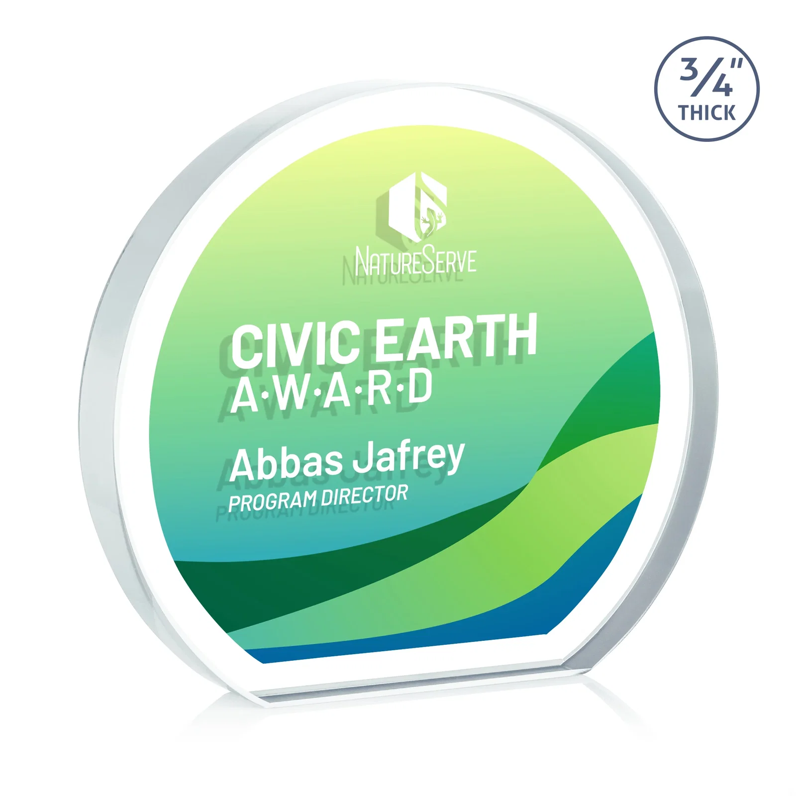 Customized Starfire Crystal Hemisphere Award with a Polished Edge for safety achievement programs
