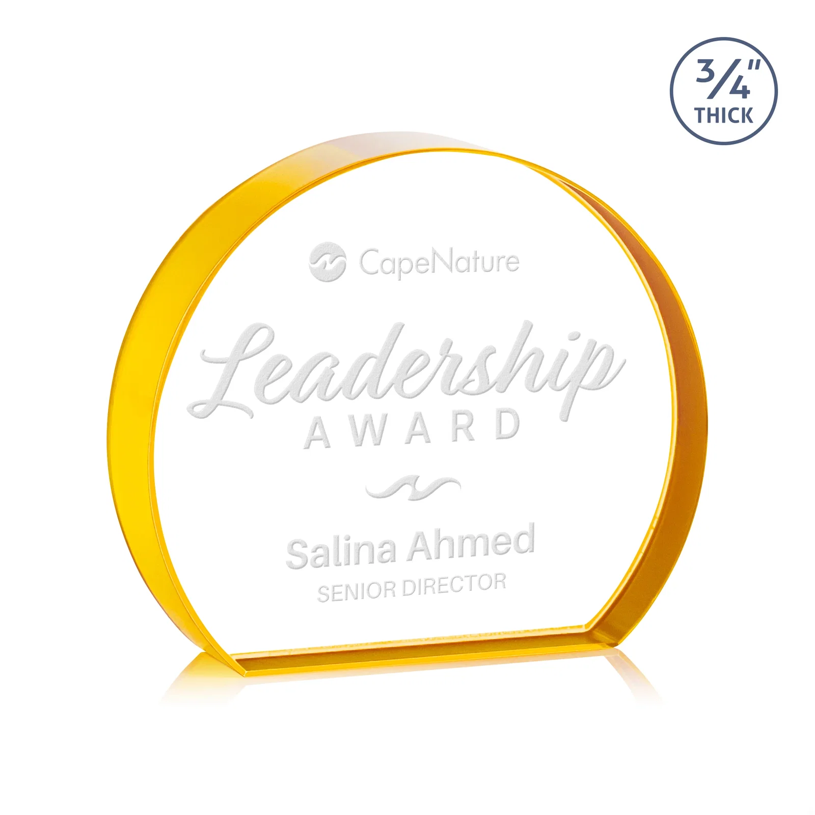 Custom Starfire Crystal Hemisphere Award with a Polished Edge for safety achievement programs
