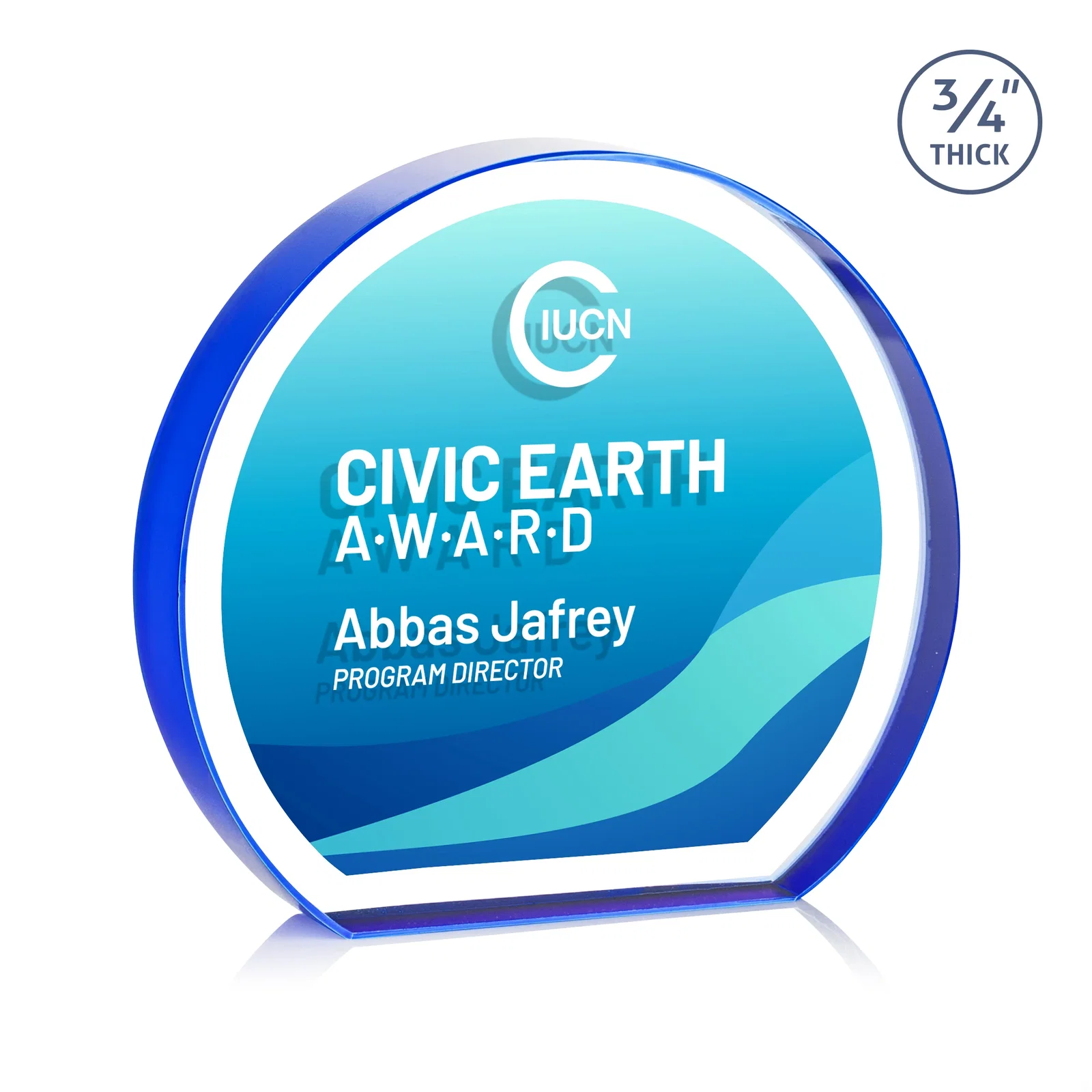 Custom Starfire Crystal Hemisphere Award with a Polished Edge, with your logo for corporate award ceremonies