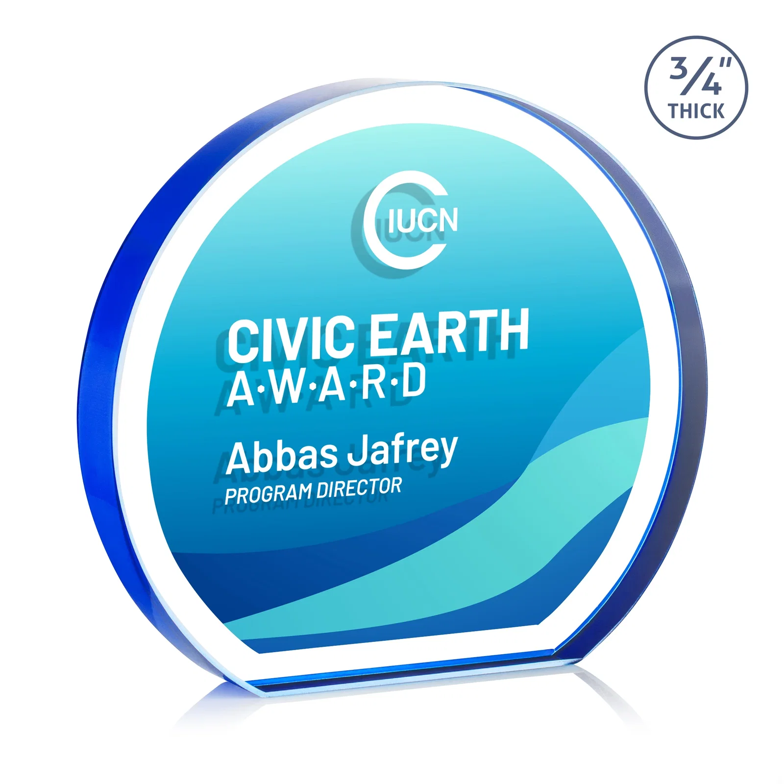 Custom Starfire Crystal Hemisphere Award with a Polished Edge, with your logo for service anniversary gifts