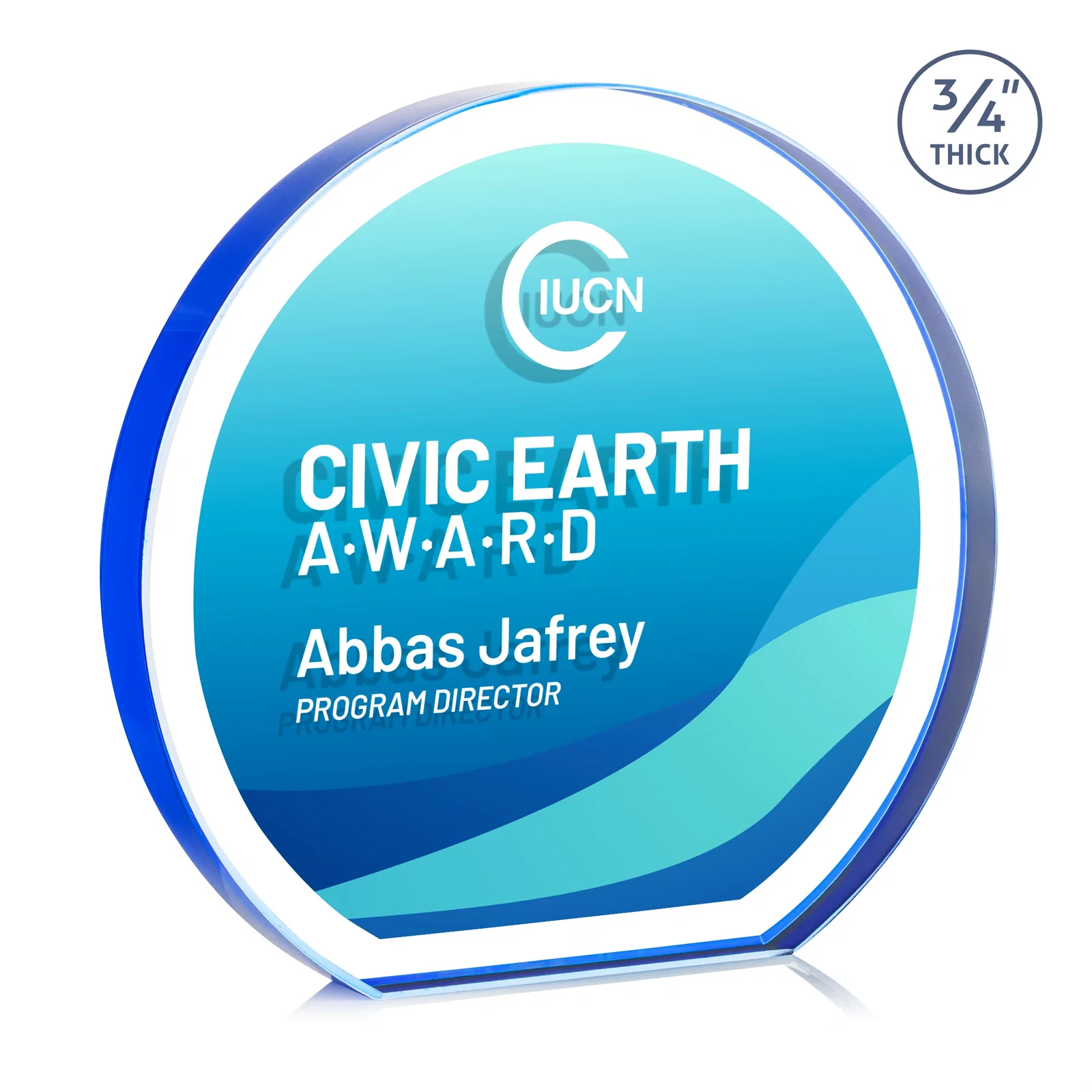 Custom Starfire Crystal Hemisphere Award with a Polished Edge, with your logo for sales achievement awards