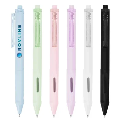 Gel pen with a rounded barrel and slim pocket clip