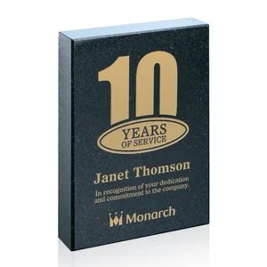 Polished Black Granite Award Block with Swappable Year - Maribel