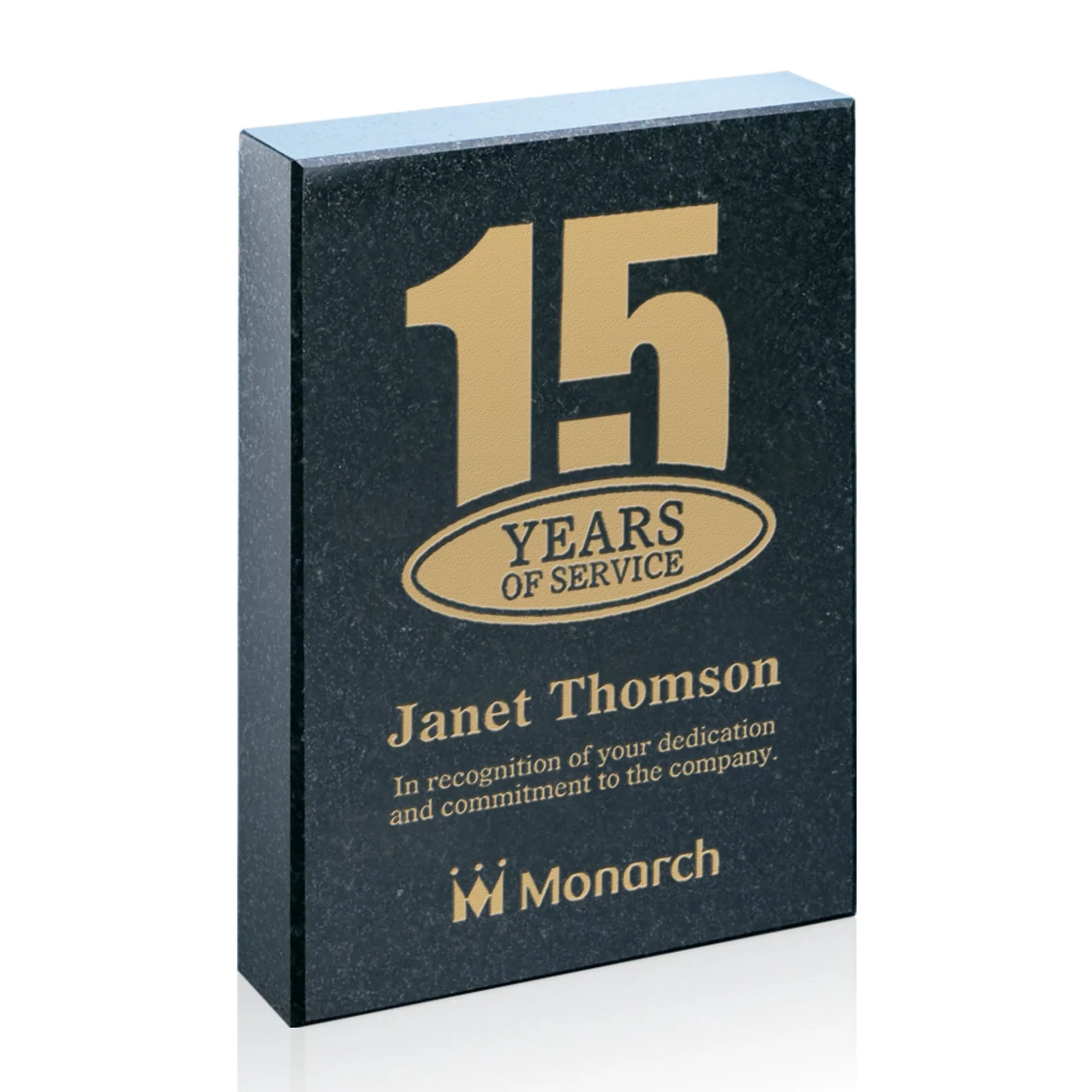 Custom Polished Black Granite Award Block with Swappable Year - Maribel, marble for corporate award ceremonies
