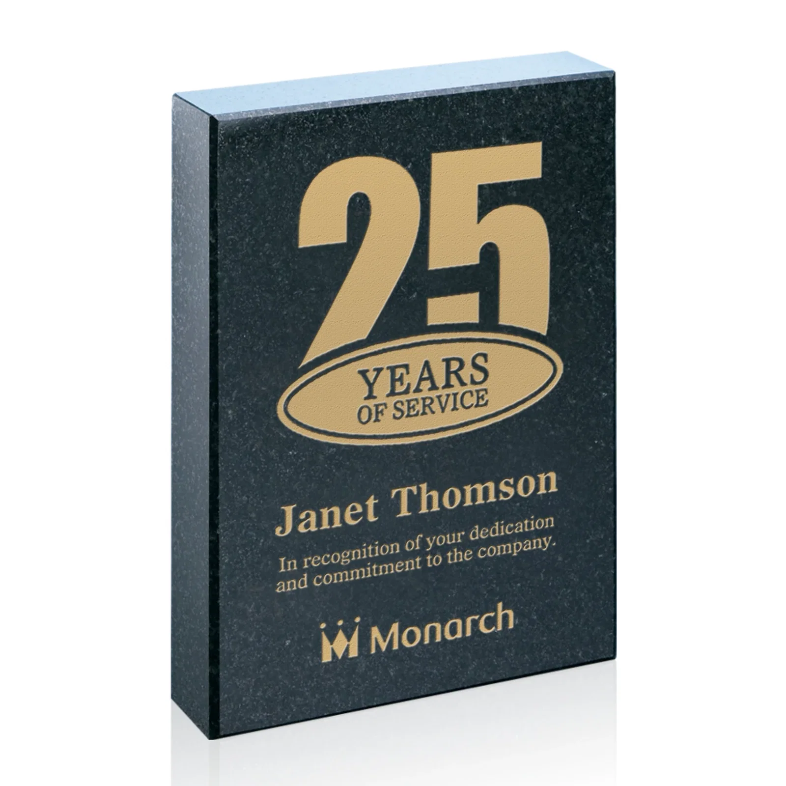 Custom Polished Black Granite Award Block with Swappable Year - Maribel, marble for sales achievement awards