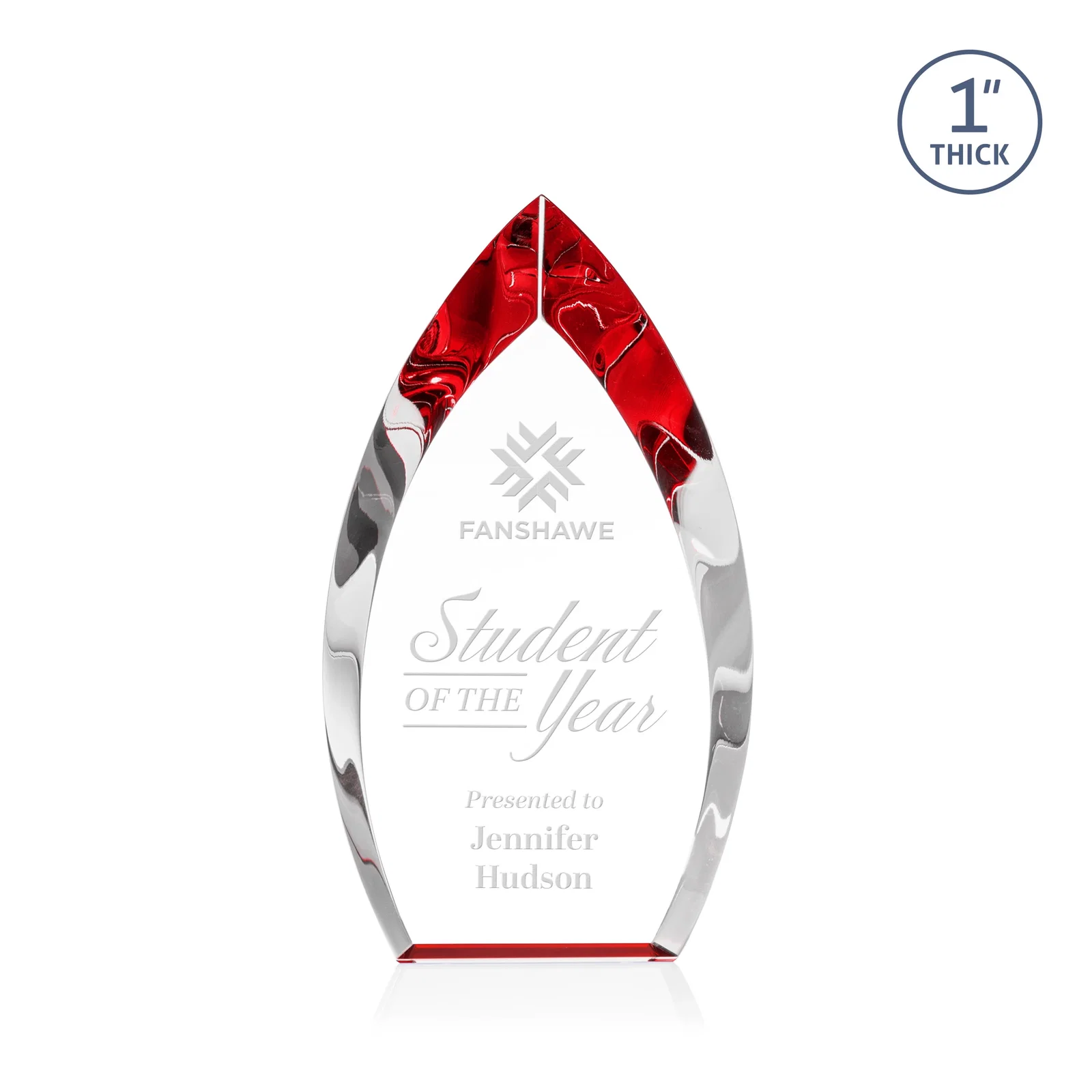 Personalized Optical Crystal Arrowhead Award With Color-Accent Base, awards for employee recognition