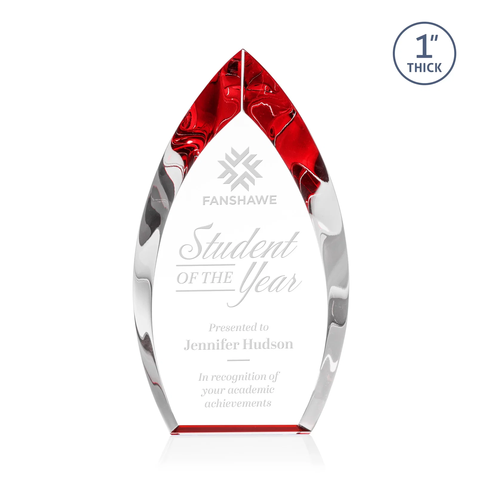Personalized Optical Crystal Arrowhead Award With Color-Accent Base, awards for corporate award ceremonies