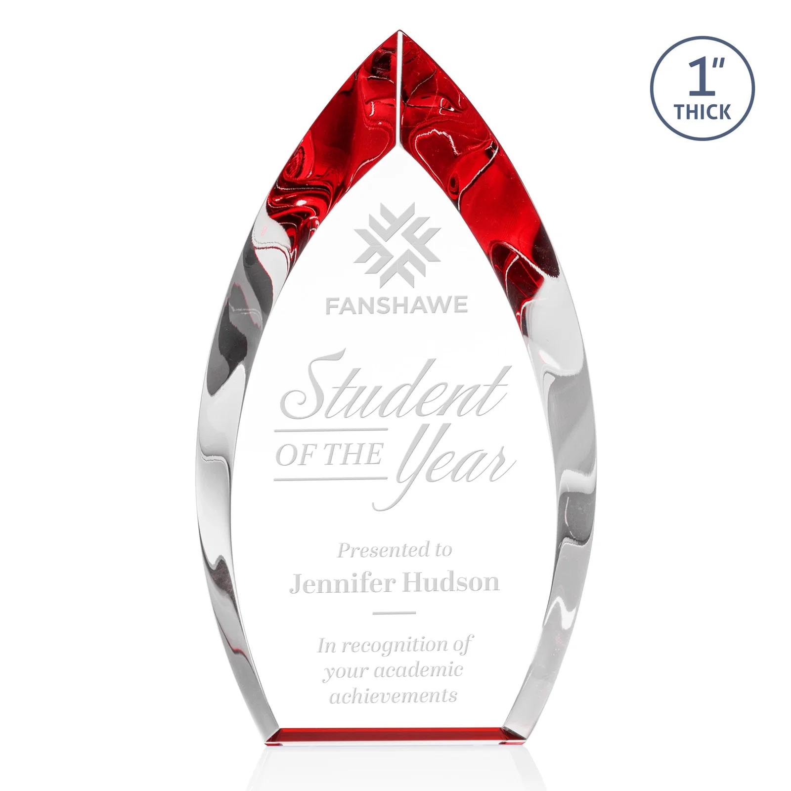 Personalized Optical Crystal Arrowhead Award With Color-Accent Base, awards for service anniversary gifts