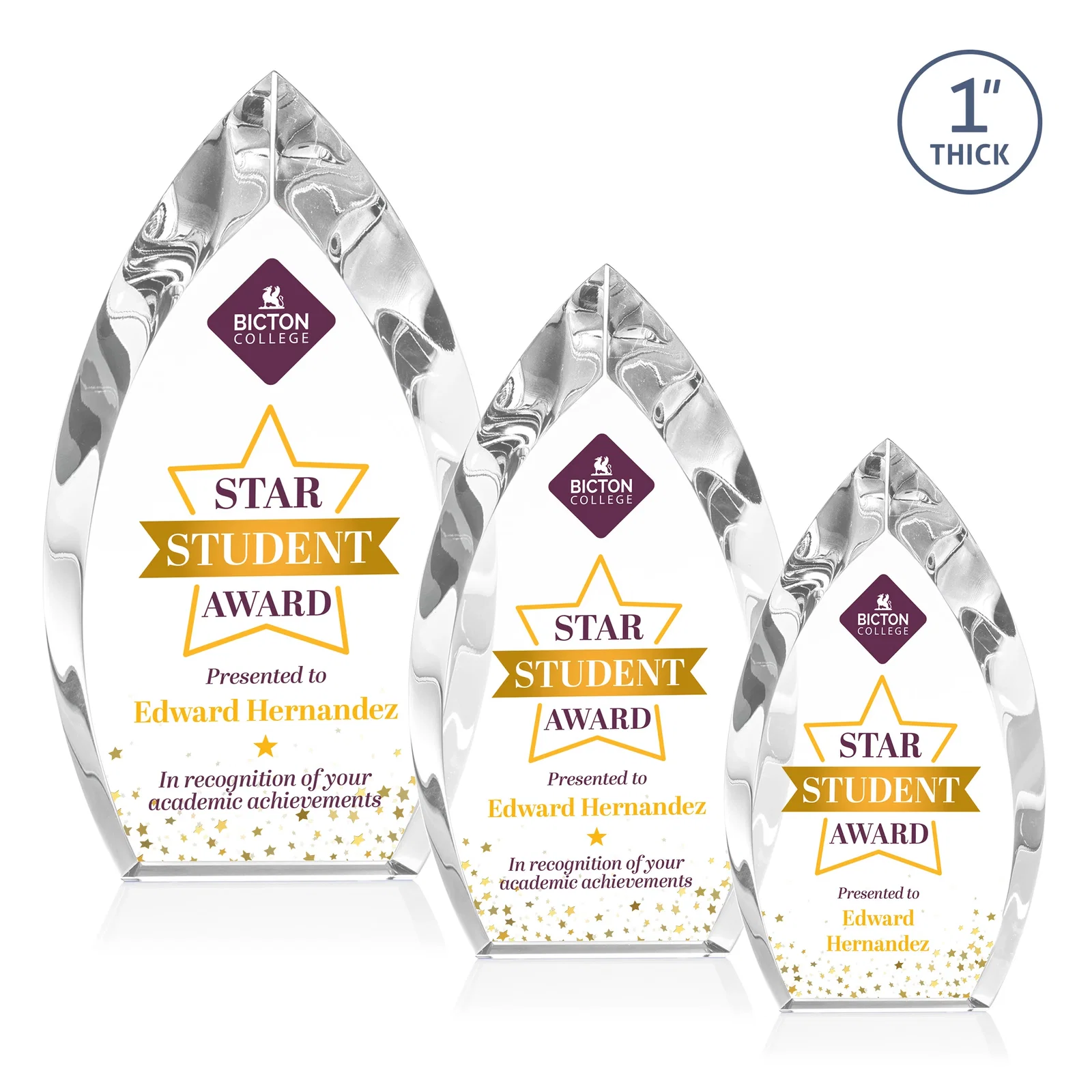 Personalized Optical Crystal Arrowhead Award With Color-Accent Base, awards for retirement presentations