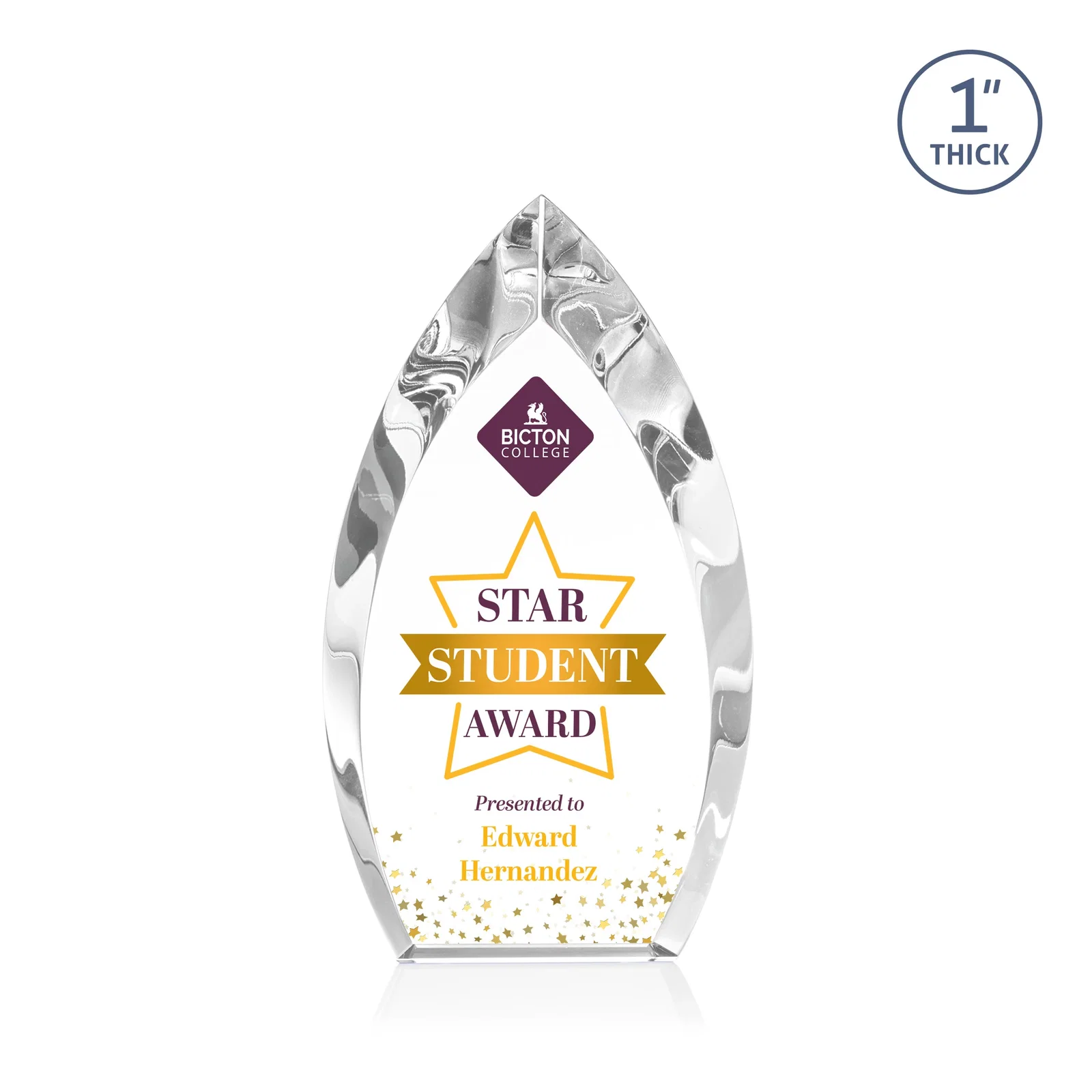 Personalized Optical Crystal Arrowhead Award With Color-Accent Base, awards for team milestone celebrations
