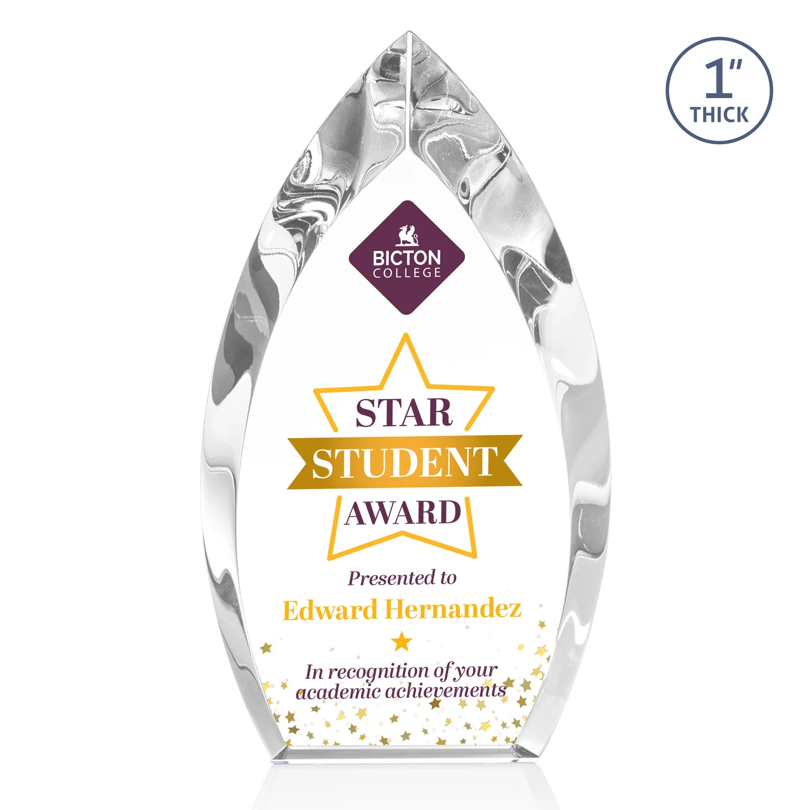 Personalized Optical Crystal Arrowhead Award With Color-Accent Base, awards for graduation ceremonies