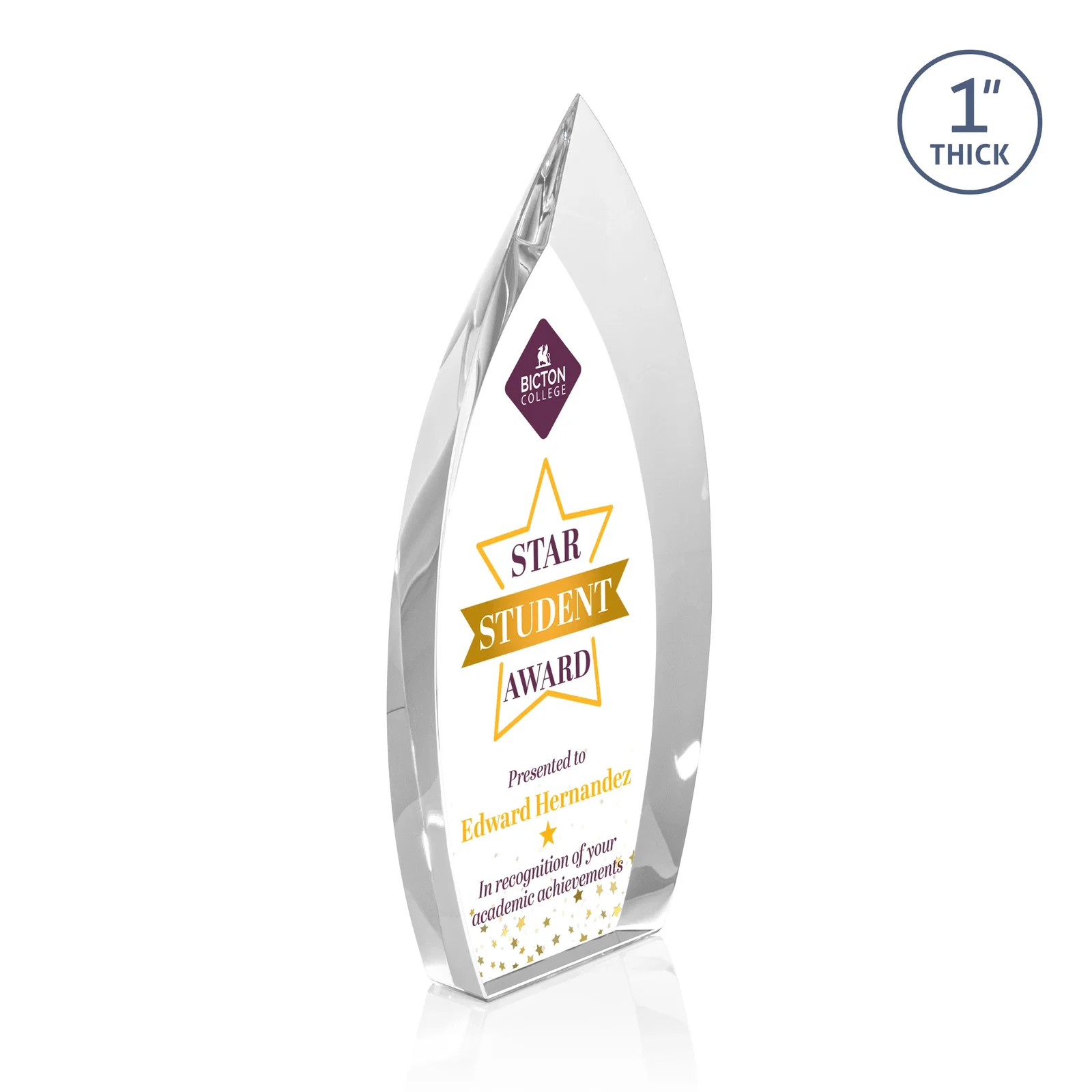 Personalized Optical Crystal Arrowhead Award With Color-Accent Base, awards for safety achievement programs