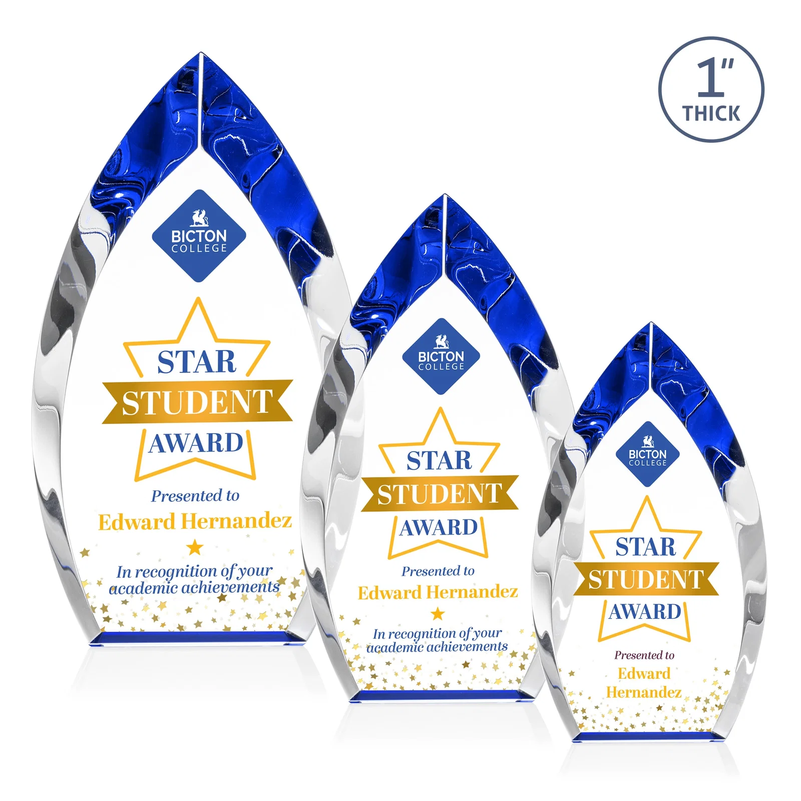 Personalized Optical Crystal Arrowhead Award With Color-Accent Base, awards for volunteer appreciation