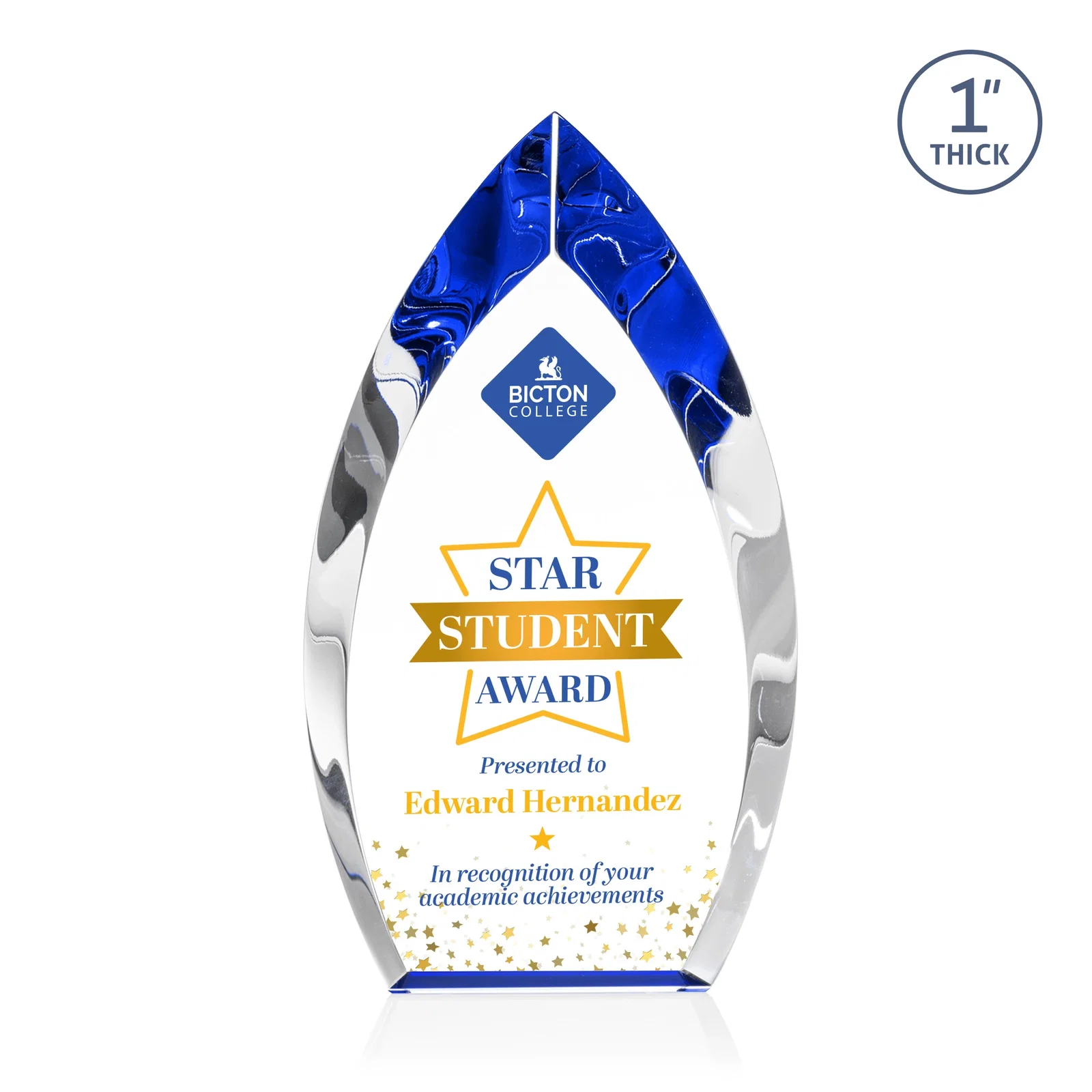 Personalized Optical Crystal Arrowhead Award With Color-Accent Base, awards for company anniversary events