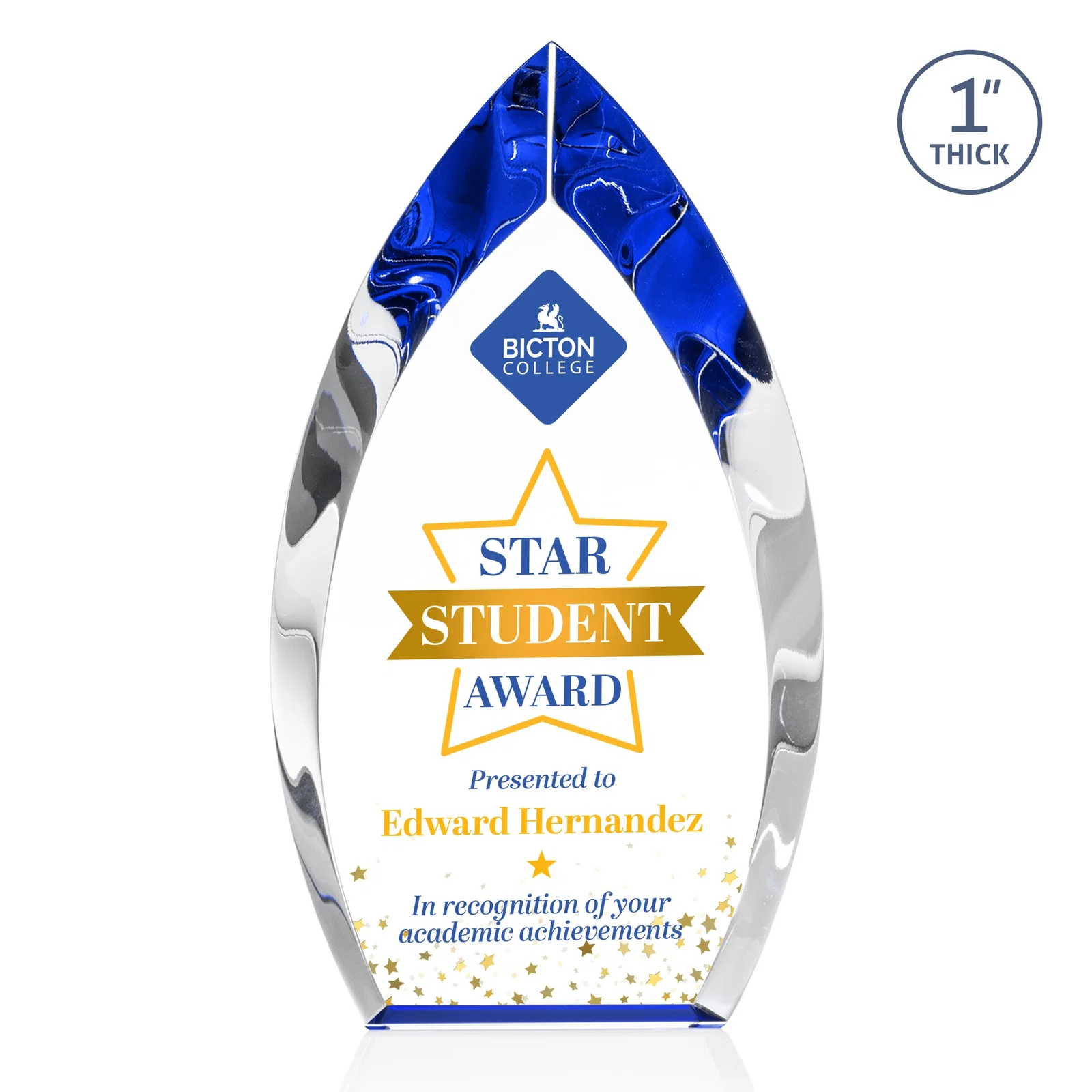 Promotional Optical Crystal Arrowhead Award With Color-Accent Base, awards for employee recognition