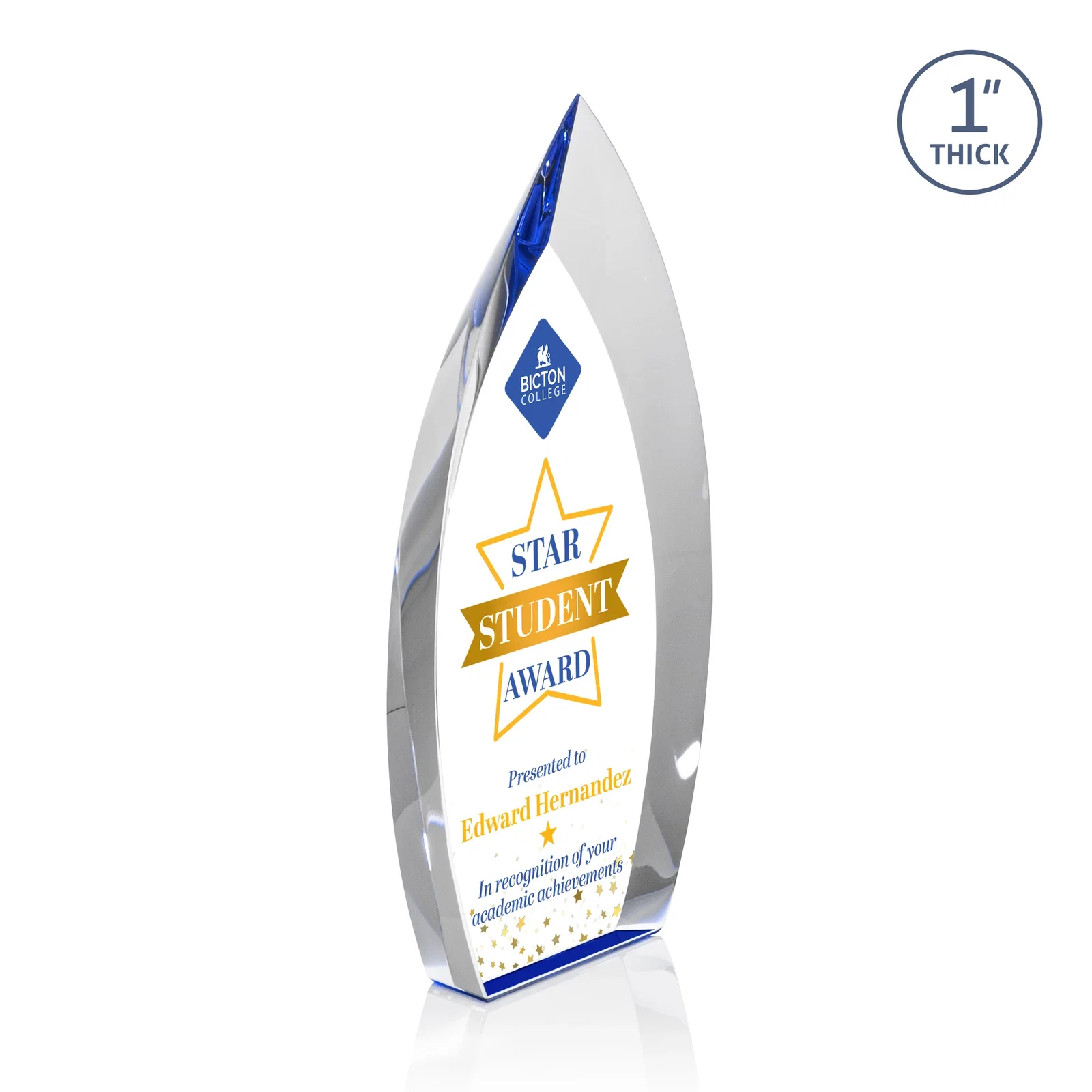 Promotional Optical Crystal Arrowhead Award With Color-Accent Base, awards for corporate award ceremonies
