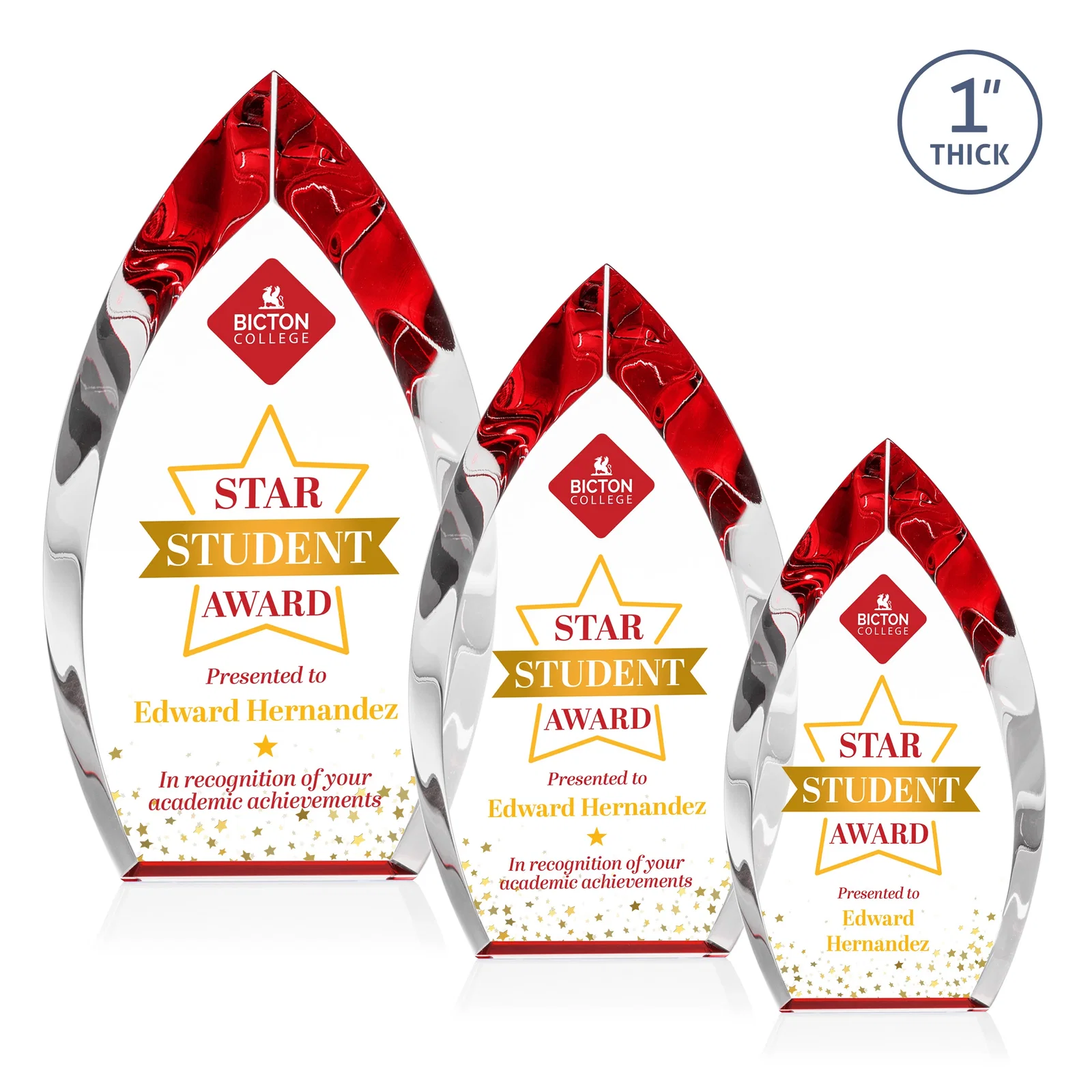 Promotional Optical Crystal Arrowhead Award With Color-Accent Base, awards for service anniversary gifts