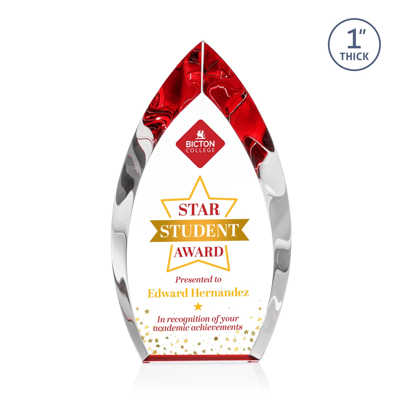 Promotional Optical Crystal Arrowhead Award With Color-Accent Base, awards for retirement presentations