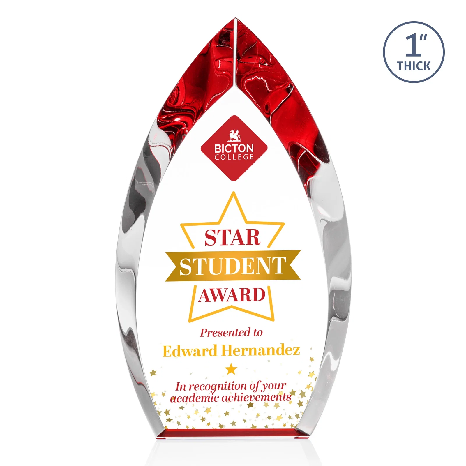 Promotional Optical Crystal Arrowhead Award With Color-Accent Base, awards for team milestone celebrations