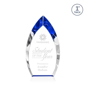 Optical Crystal Arrowhead Award With Color-Accent Base