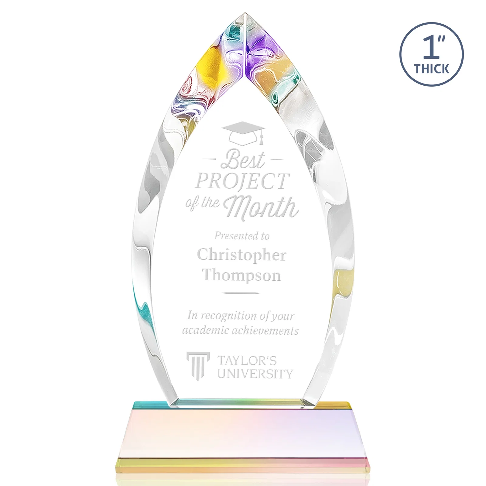 Custom Optical Crystal Arrowhead Award with Base-Line Etch on Tapered Base, awards, with your logo for employee recognition
