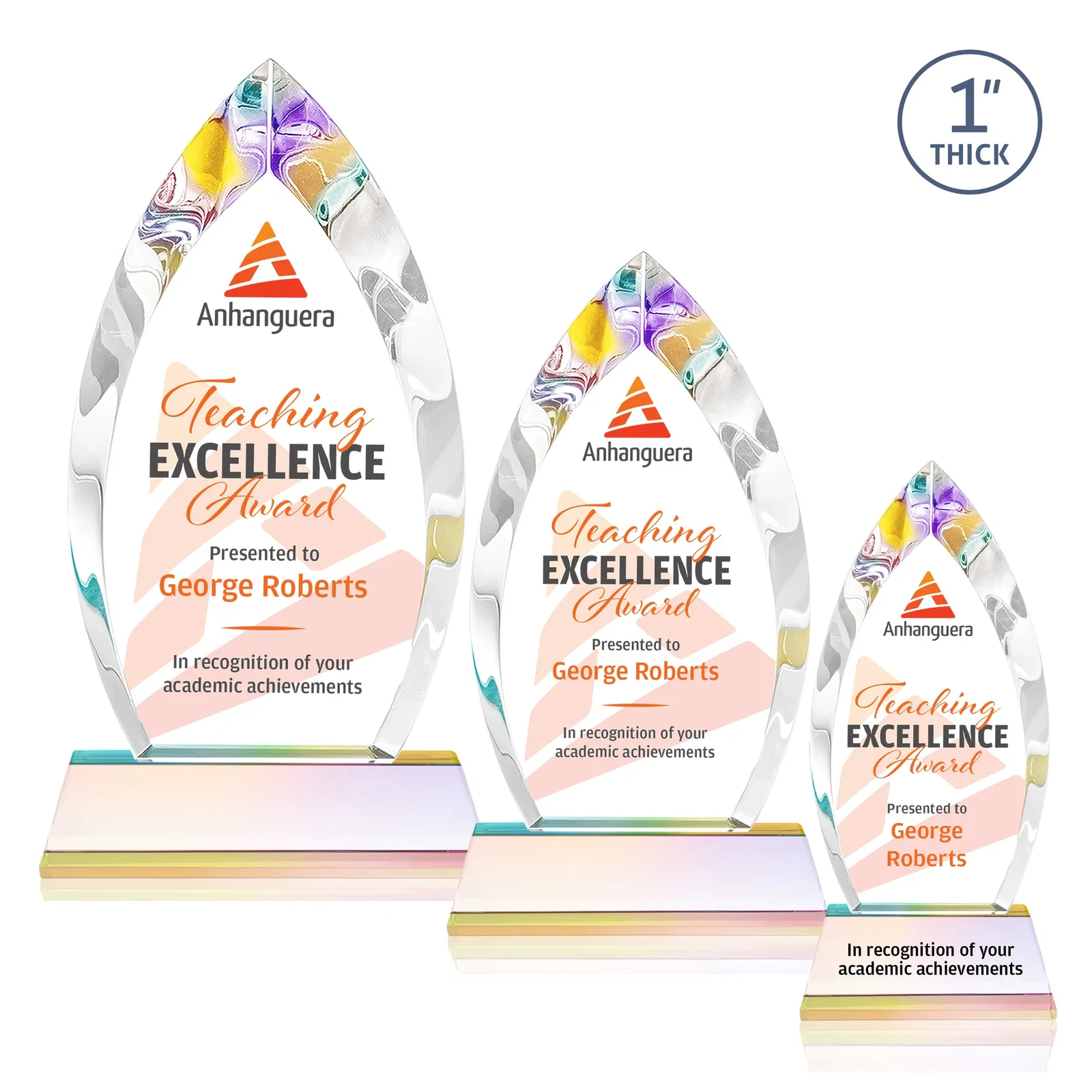 Custom Optical Crystal Arrowhead Award with Base-Line Etch on Tapered Base, awards, with your logo for corporate award ceremonies