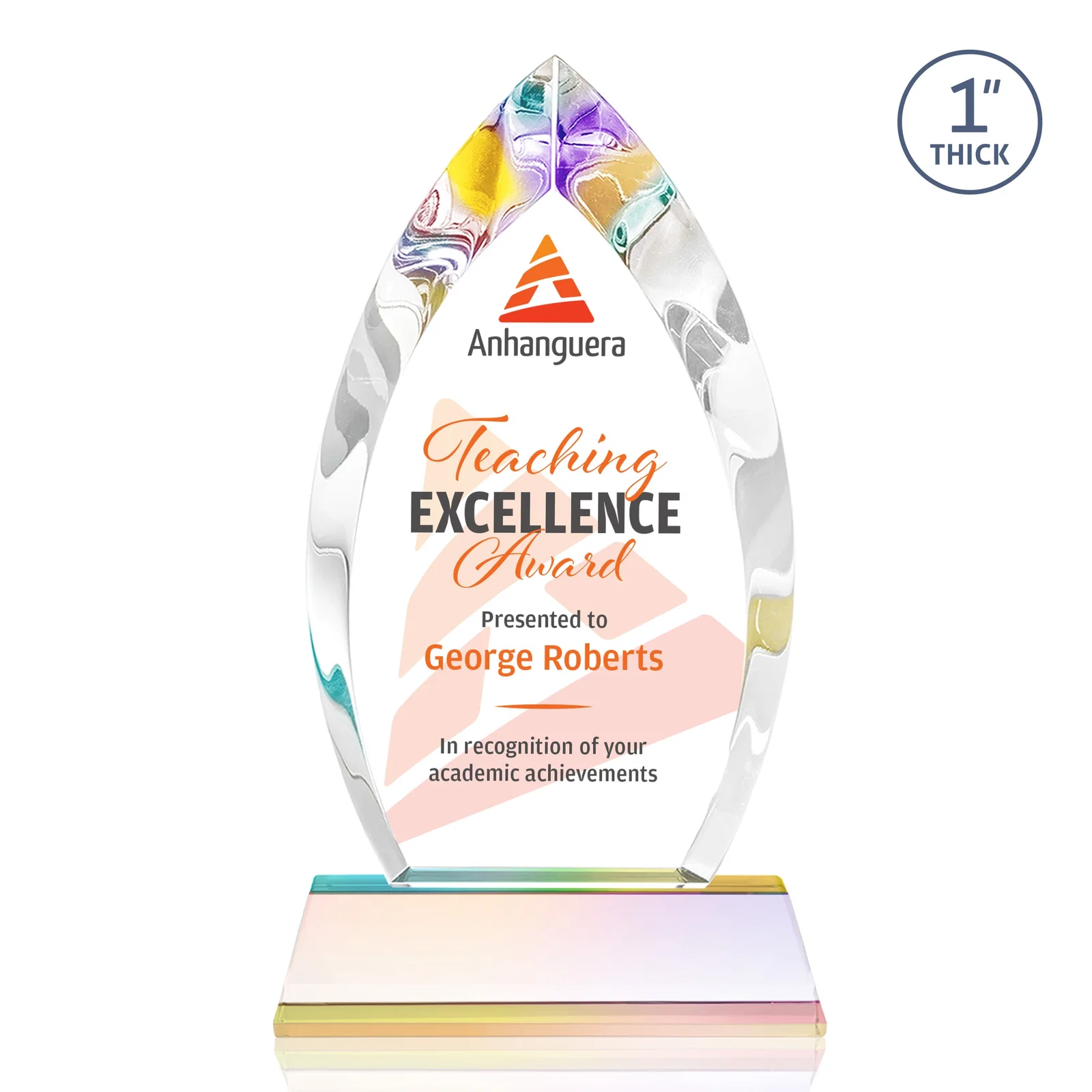 Custom Optical Crystal Arrowhead Award with Base-Line Etch on Tapered Base, awards, with your logo for sales achievement awards