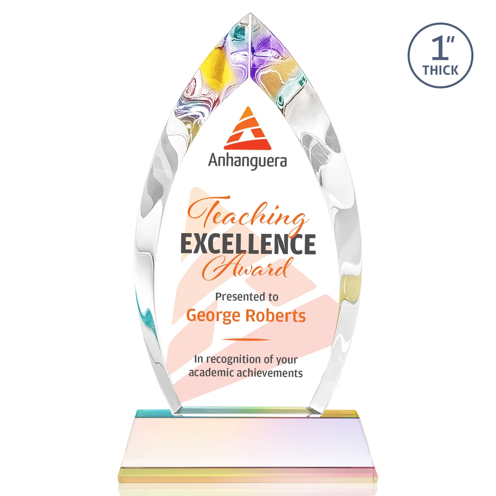 Custom Optical Crystal Arrowhead Award with Base-Line Etch on Tapered Base, awards, with your logo for retirement presentations