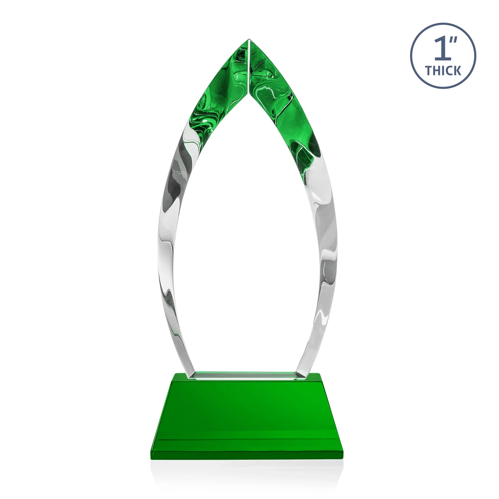 Custom Optical Crystal Arrowhead Award with Base-Line Etch on Tapered Base, awards, with your logo for company anniversary events