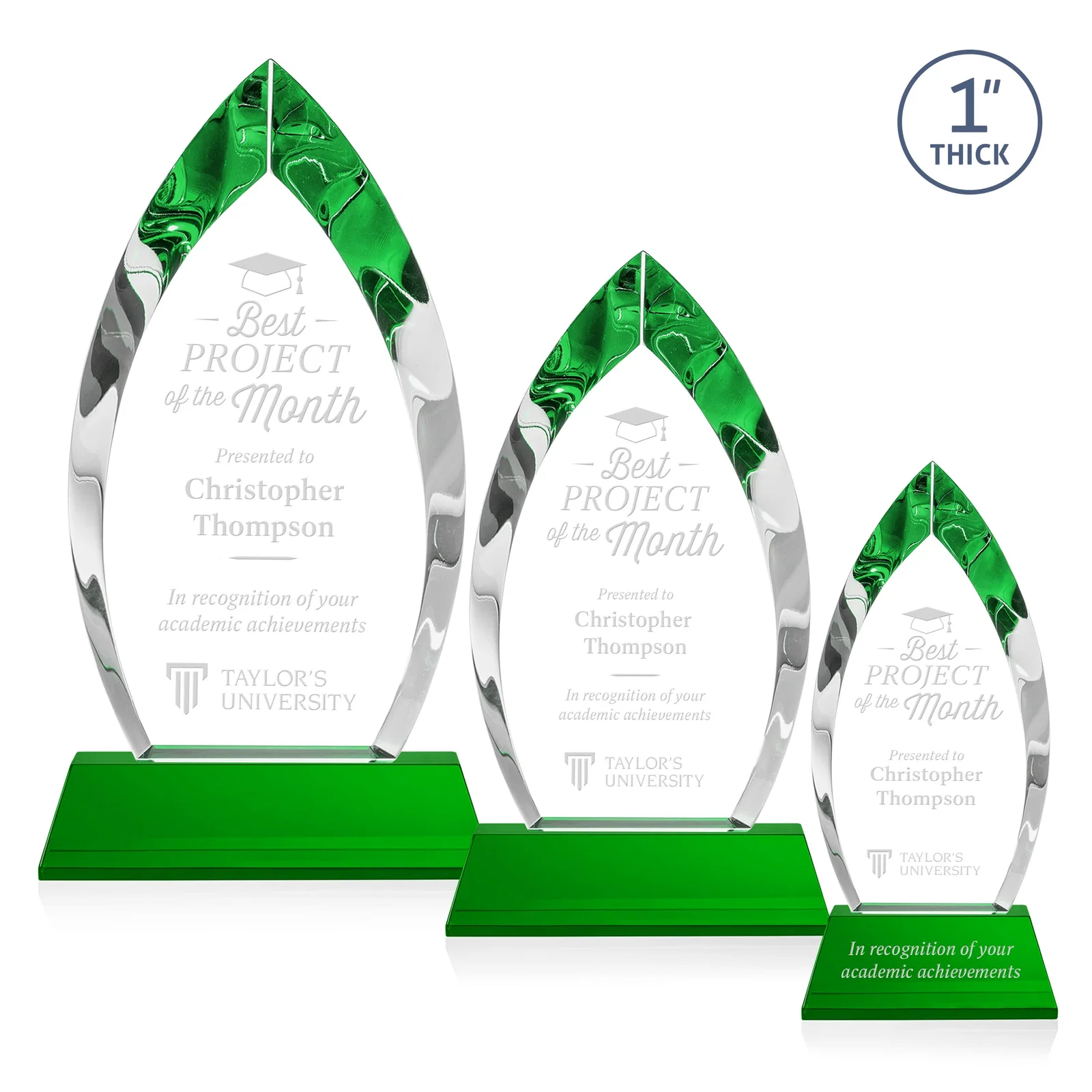 Custom Optical Crystal Arrowhead Award with Base-Line Etch on Tapered Base, awards for company anniversary events