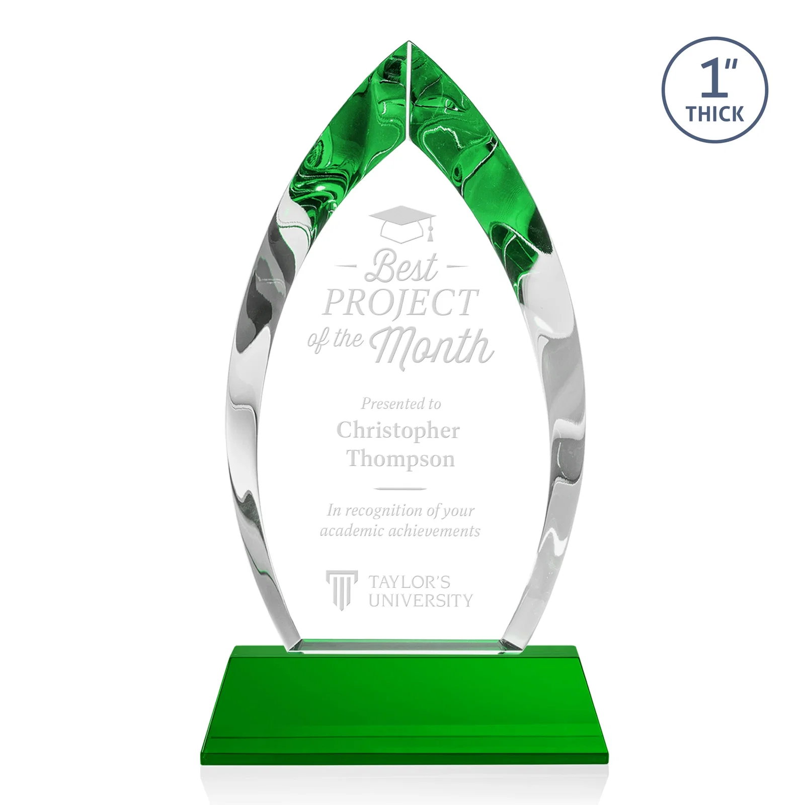 Personalized Optical Crystal Arrowhead Award with Base-Line Etch on Tapered Base, awards for corporate award ceremonies