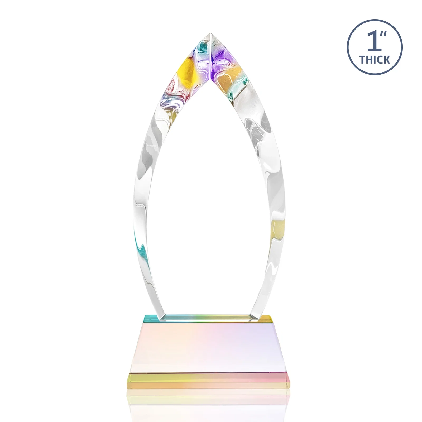 Promotional Optical Crystal Arrowhead Award with Base-Line Etch on Tapered Base, awards, with your logo for team milestone celebrations
