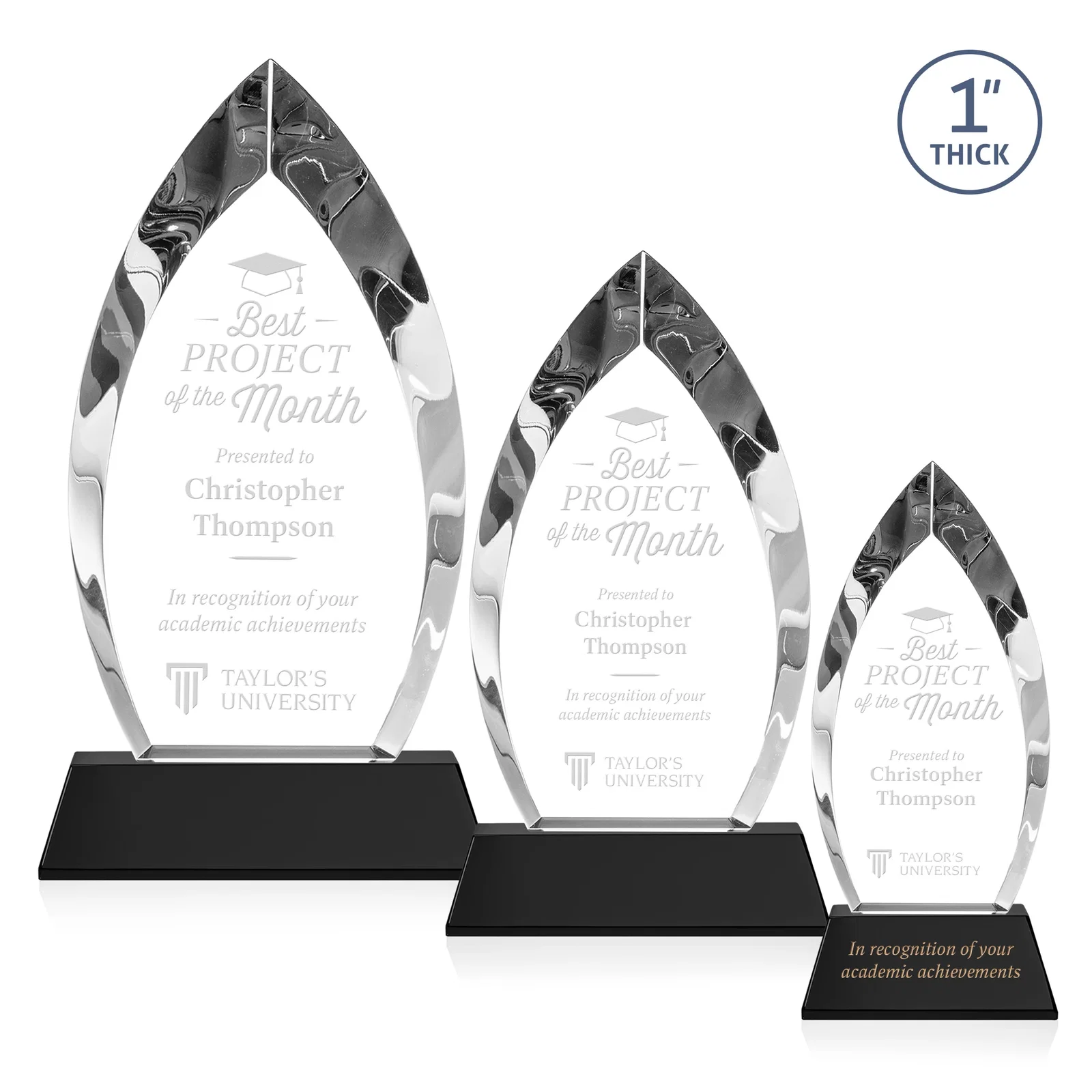 Personalized Optical Crystal Arrowhead Award with Base-Line Etch on Tapered Base, awards for retirement presentations