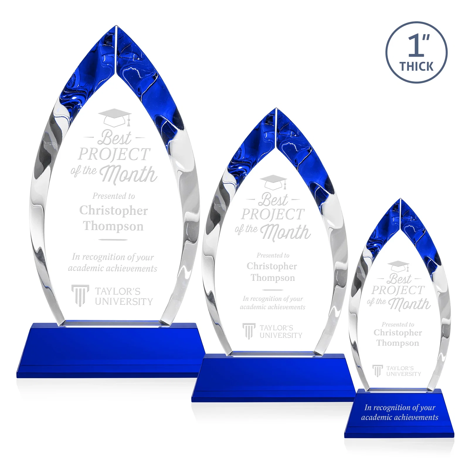 Personalized Optical Crystal Arrowhead Award with Base-Line Etch on Tapered Base, awards for volunteer appreciation