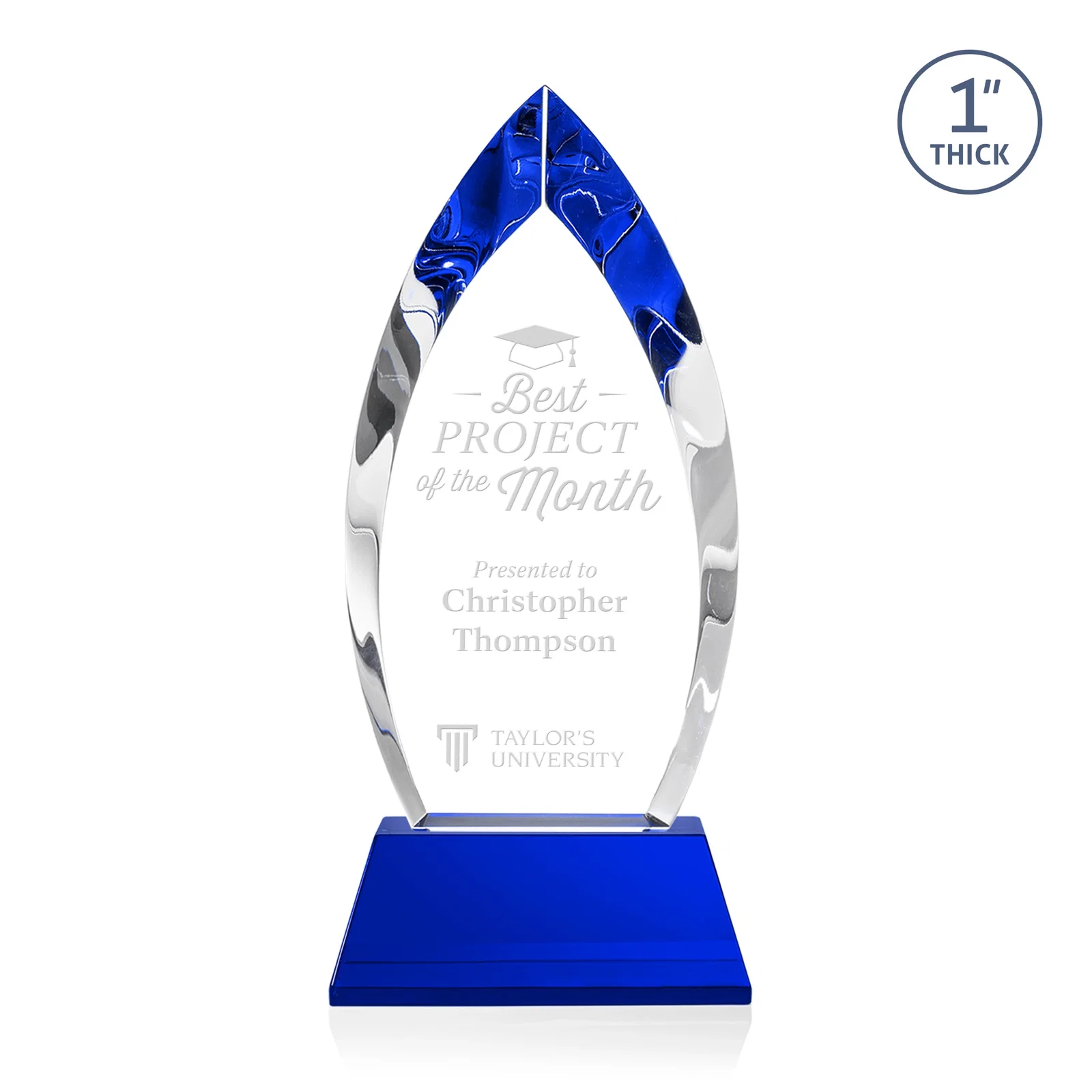 Personalized Optical Crystal Arrowhead Award with Base-Line Etch on Tapered Base, awards for dealer and partner awards