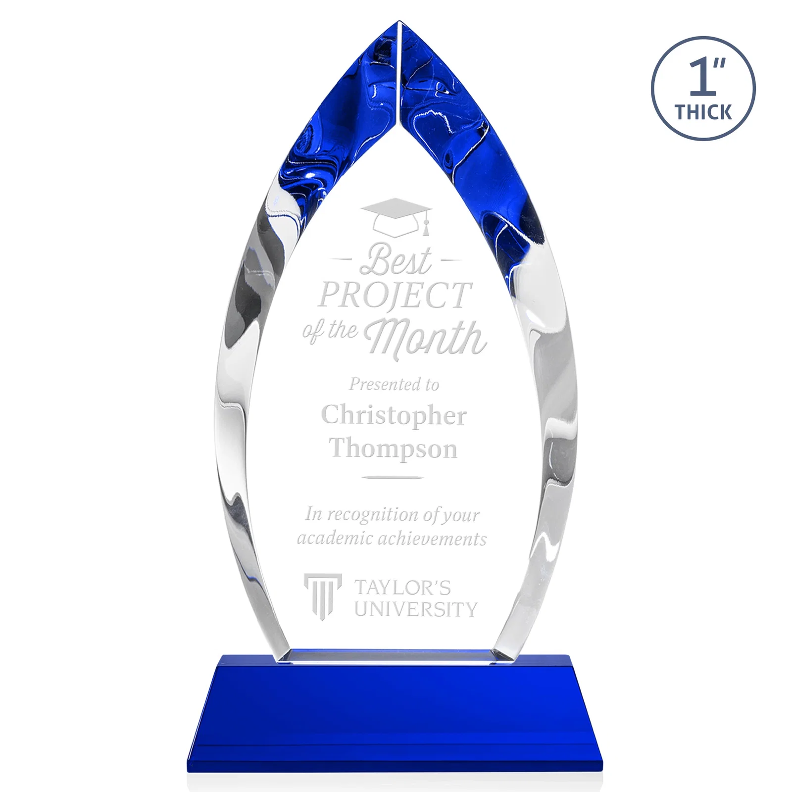 Promotional Optical Crystal Arrowhead Award with Base-Line Etch on Tapered Base, awards for employee recognition