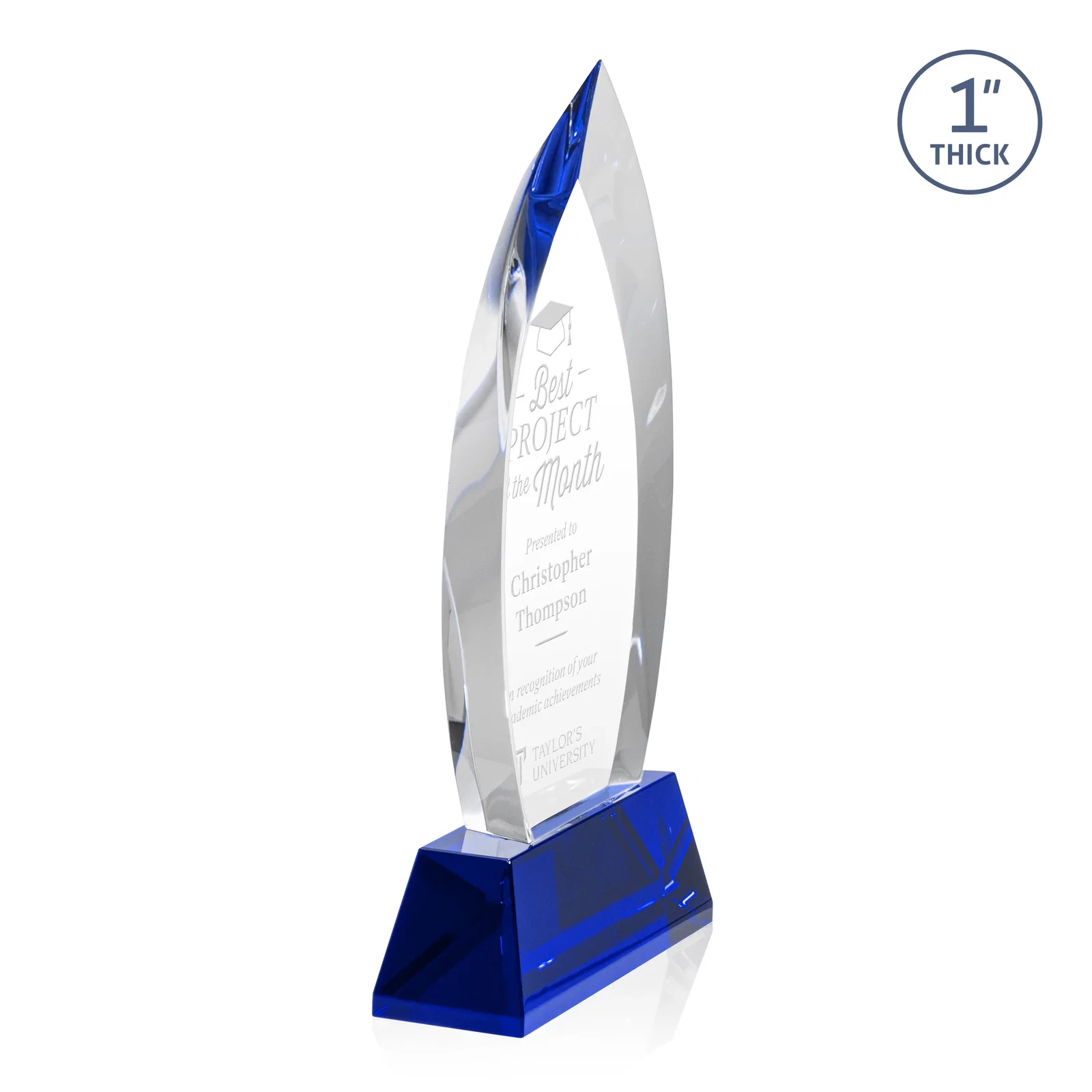 Promotional Optical Crystal Arrowhead Award with Base-Line Etch on Tapered Base, awards for corporate award ceremonies