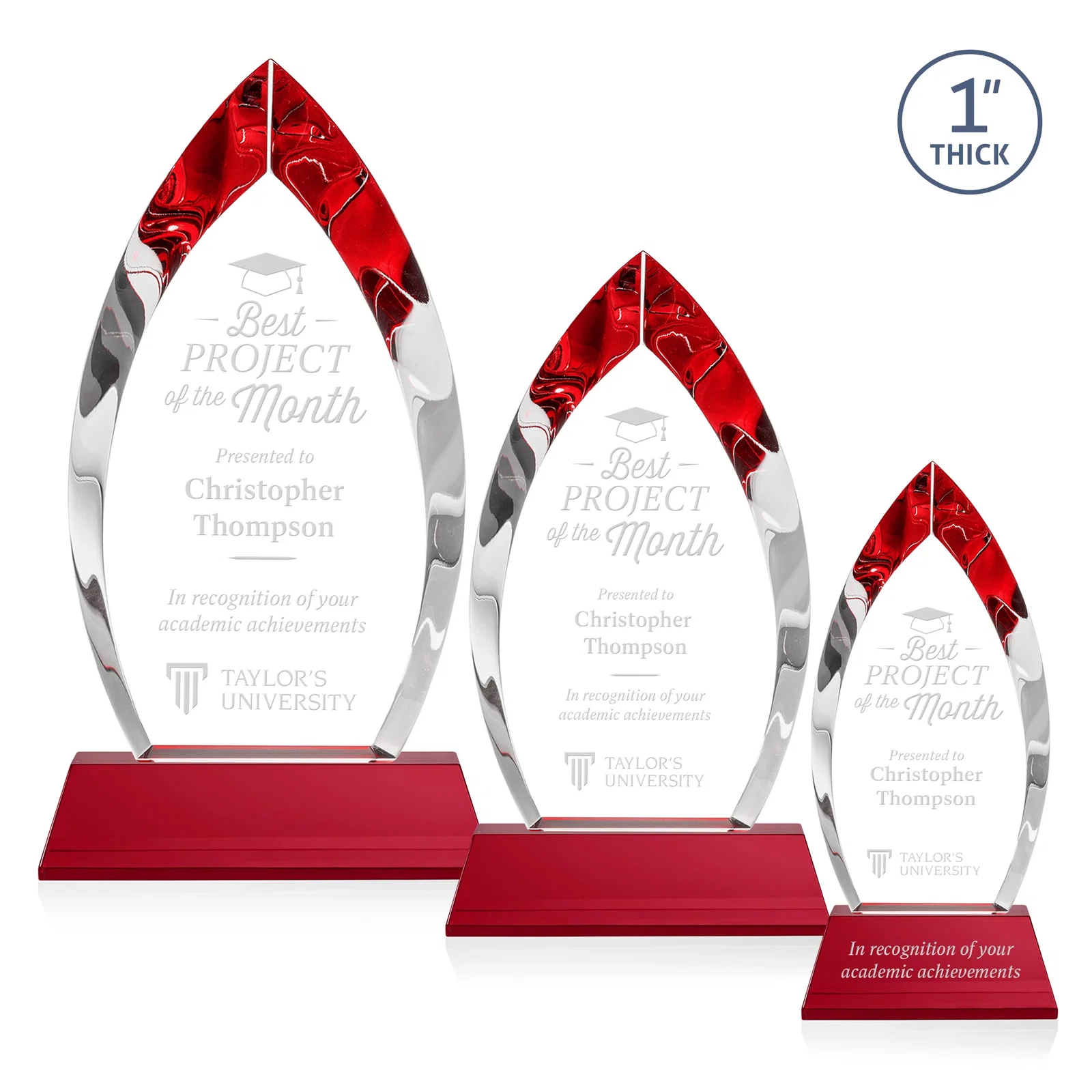 Promotional Optical Crystal Arrowhead Award with Base-Line Etch on Tapered Base, awards for service anniversary gifts