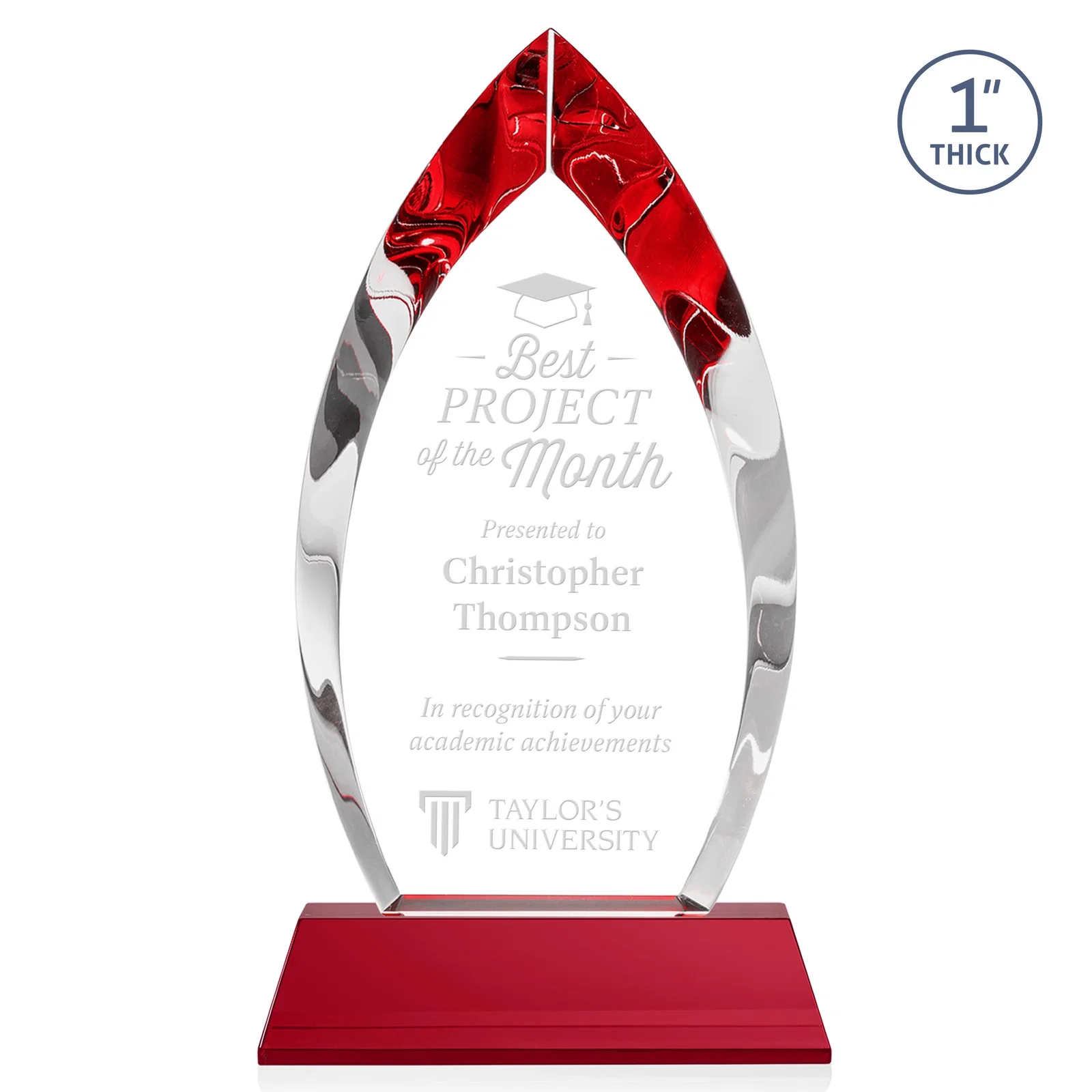 Promotional Optical Crystal Arrowhead Award with Base-Line Etch on Tapered Base, awards for team milestone celebrations
