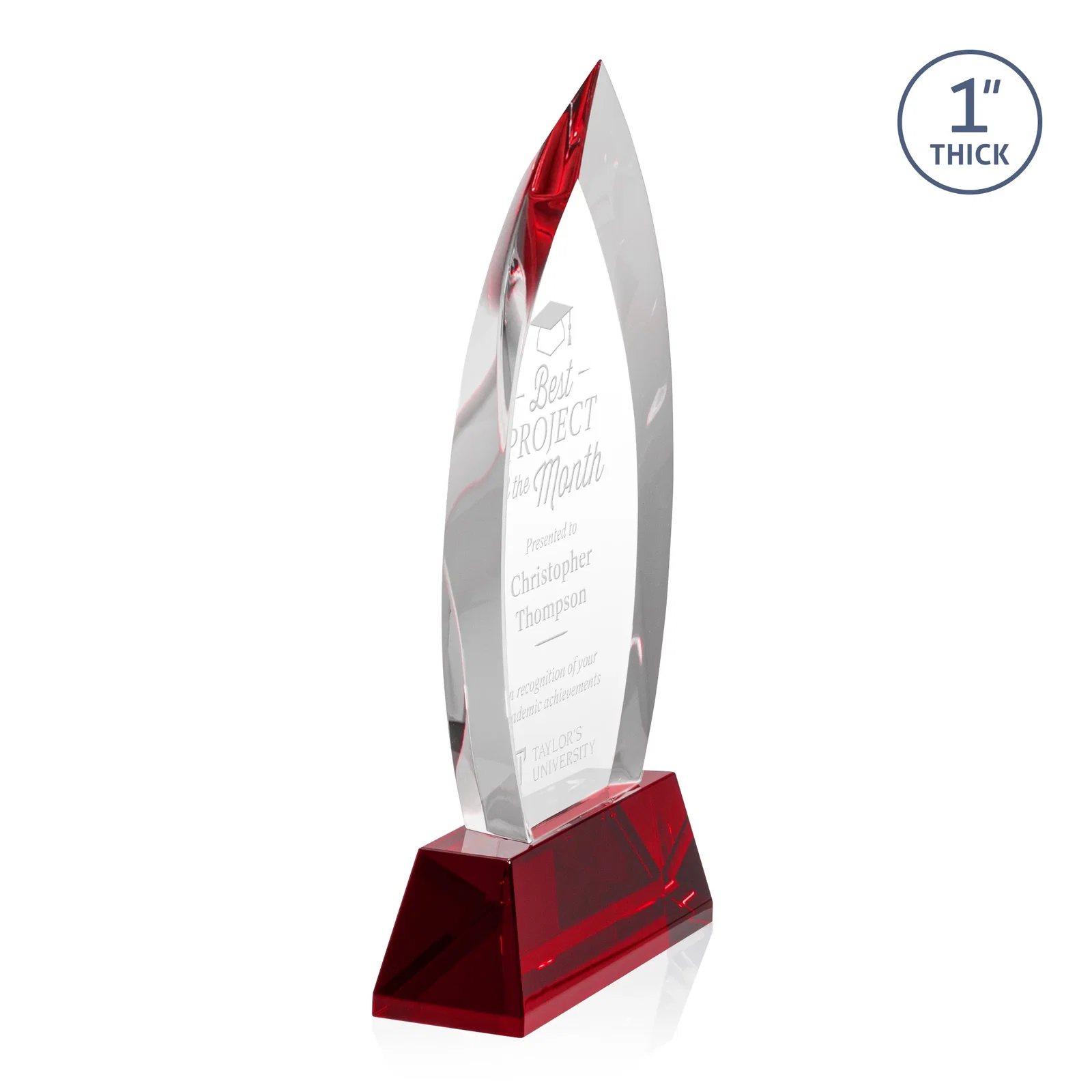 Promotional Optical Crystal Arrowhead Award with Base-Line Etch on Tapered Base, awards for donor appreciation