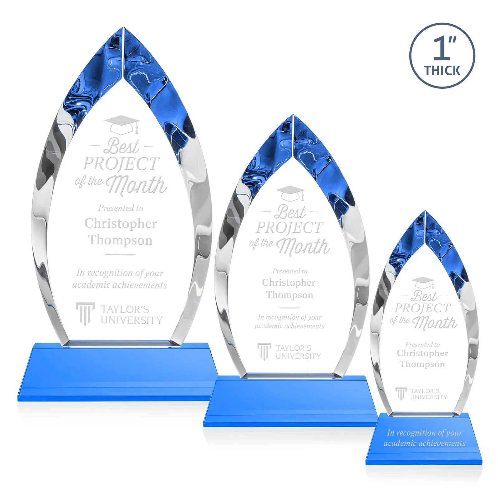Promotional Optical Crystal Arrowhead Award with Base-Line Etch on Tapered Base, awards for graduation ceremonies