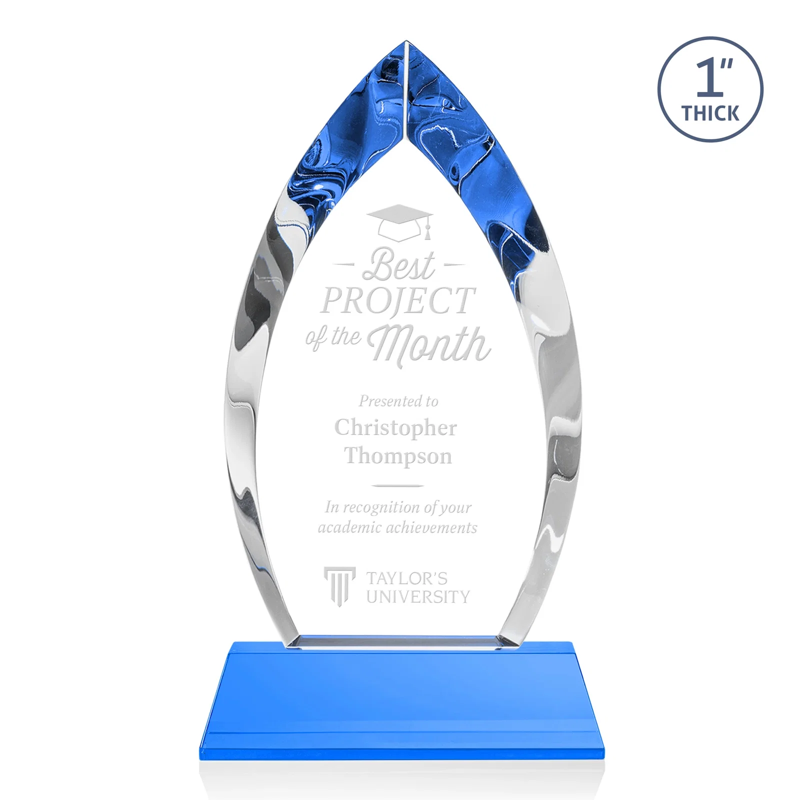 Promotional Optical Crystal Arrowhead Award with Base-Line Etch on Tapered Base, awards for volunteer appreciation