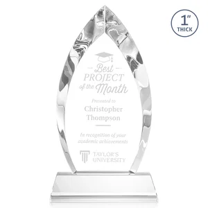 Optical Crystal Arrowhead Award with Base-Line Etch on Tapered Base