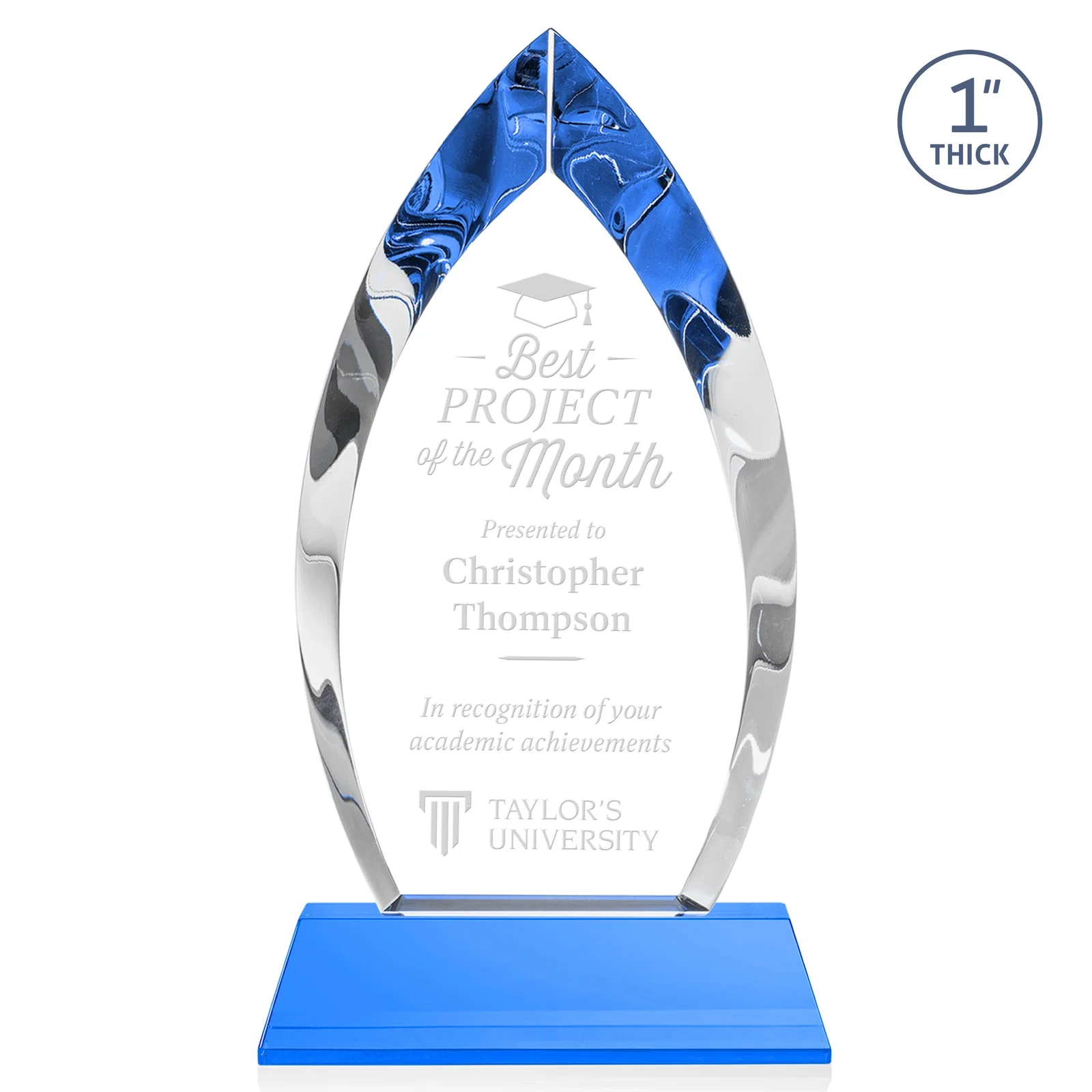 Promotional Optical Crystal Arrowhead Award with Base-Line Etch on Tapered Base, awards for dealer and partner awards
