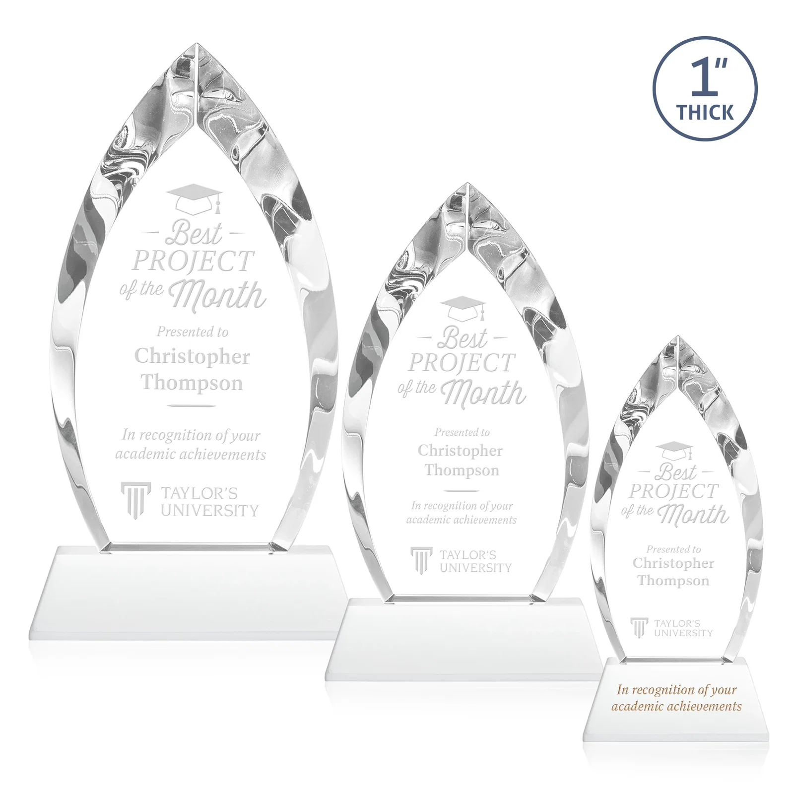 Branded Optical Crystal Arrowhead Award with Base-Line Etch on Tapered Base, awards for employee recognition