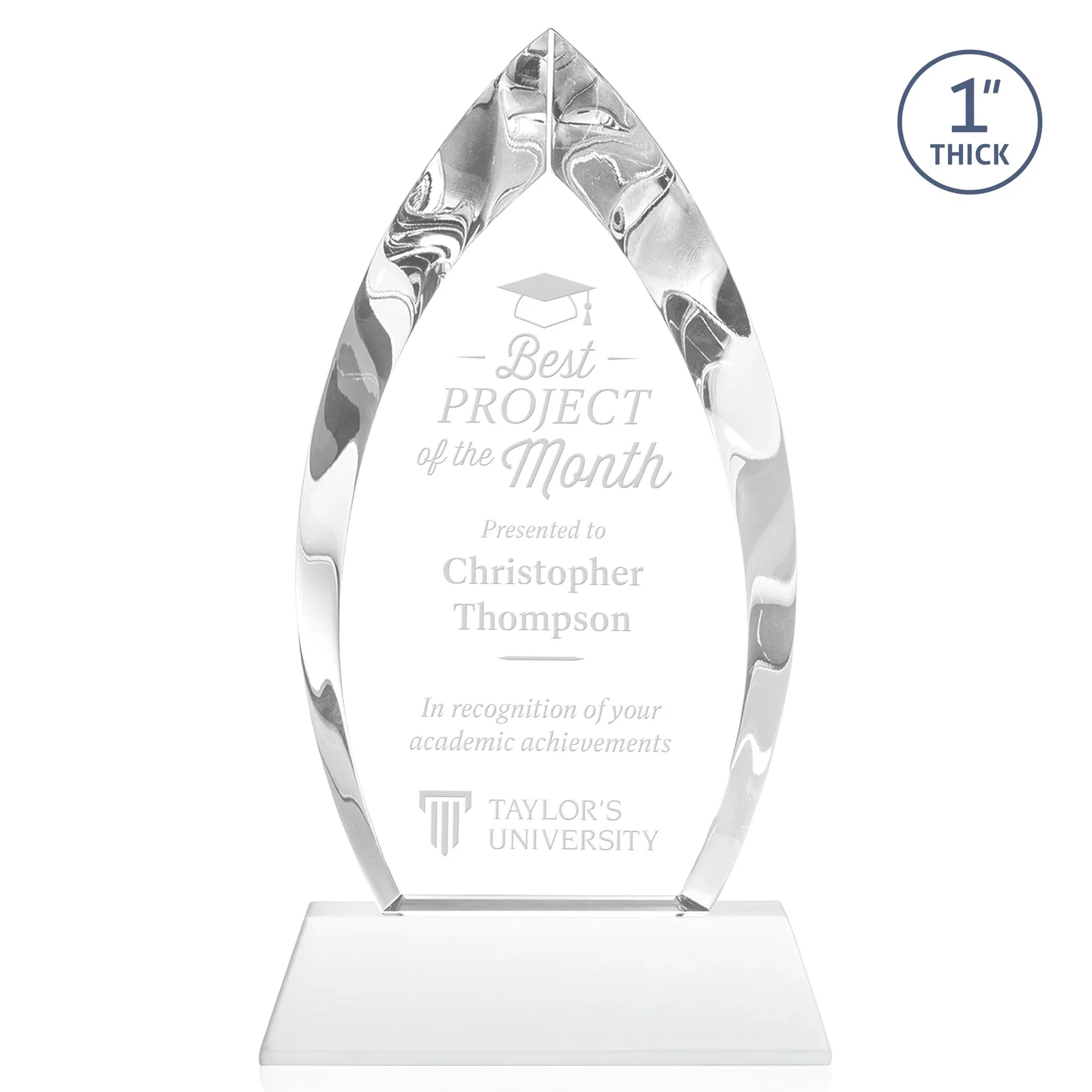 Branded Optical Crystal Arrowhead Award with Base-Line Etch on Tapered Base, awards for sales achievement awards