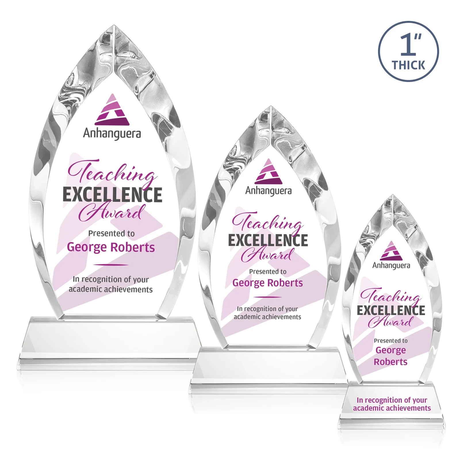 Branded Optical Crystal Arrowhead Award with Base-Line Etch on Tapered Base, awards for team milestone celebrations