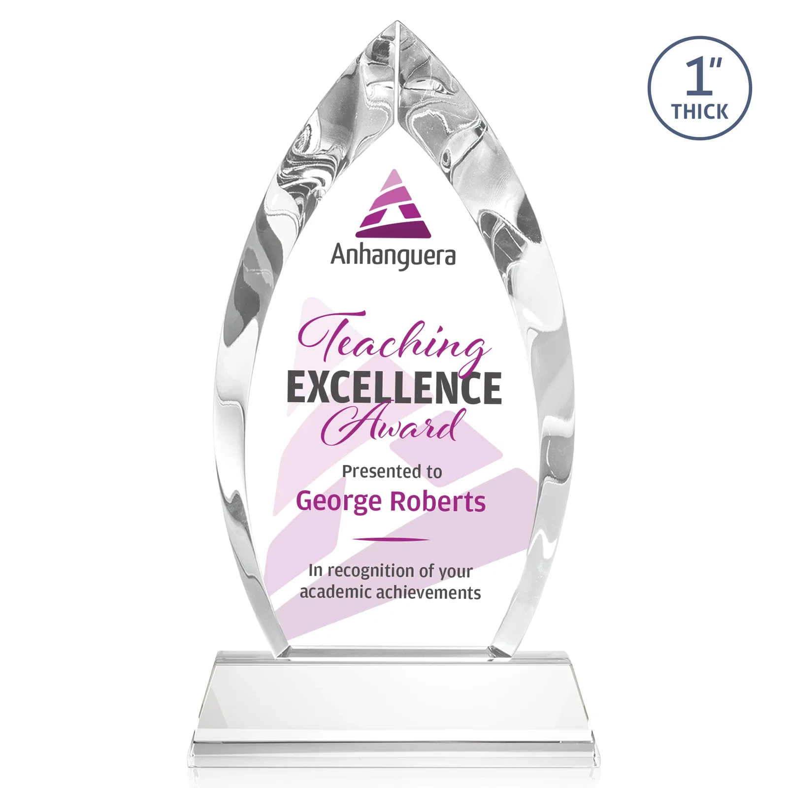 Branded Optical Crystal Arrowhead Award with Base-Line Etch on Tapered Base, awards for safety achievement programs