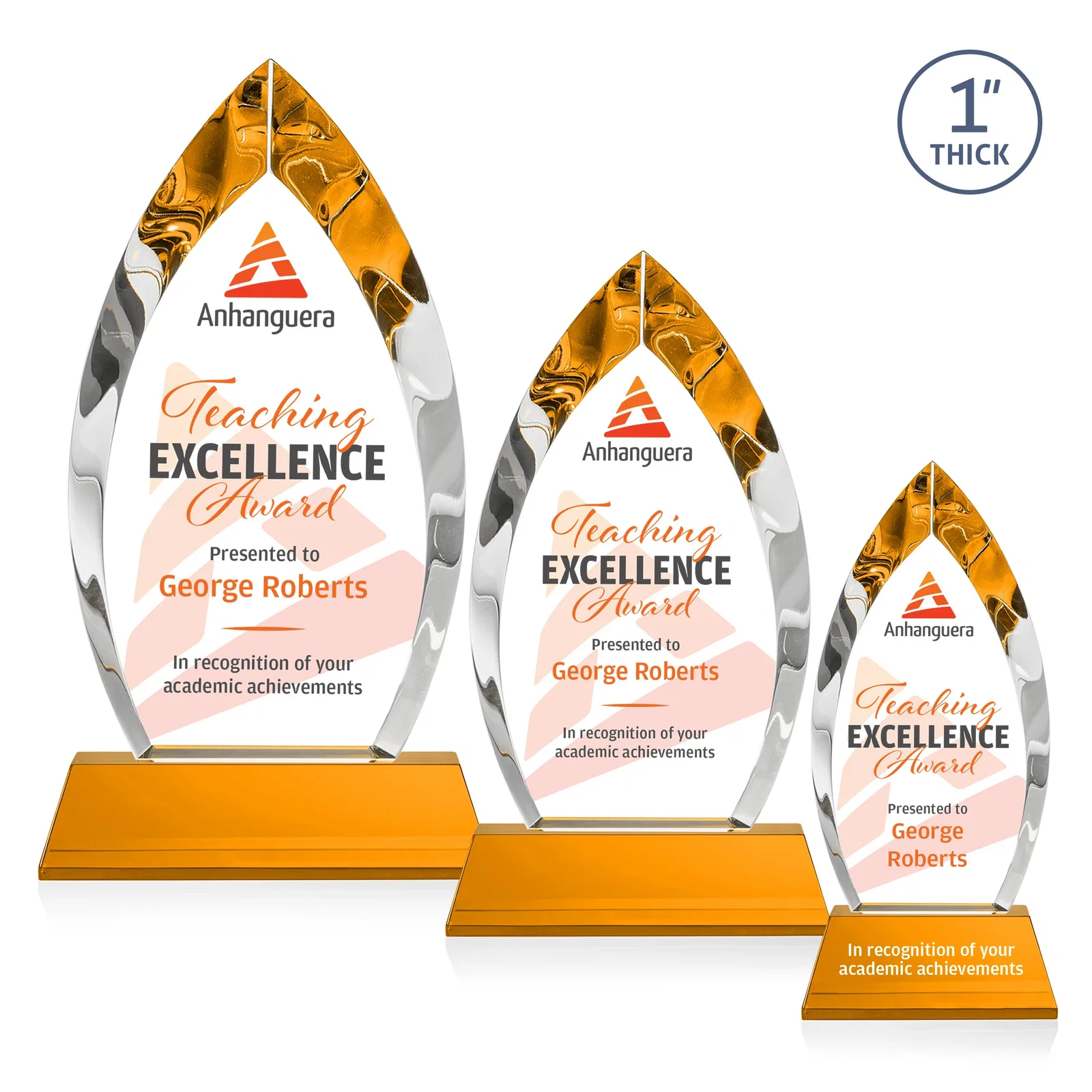 Branded Optical Crystal Arrowhead Award with Base-Line Etch on Tapered Base, awards for dealer and partner awards